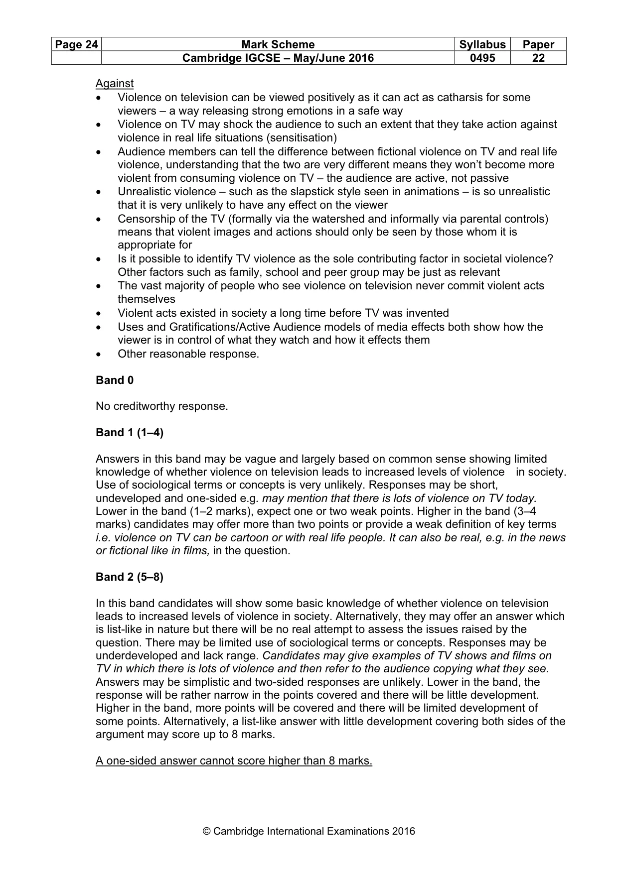 Mark scheme, page 24 of 25