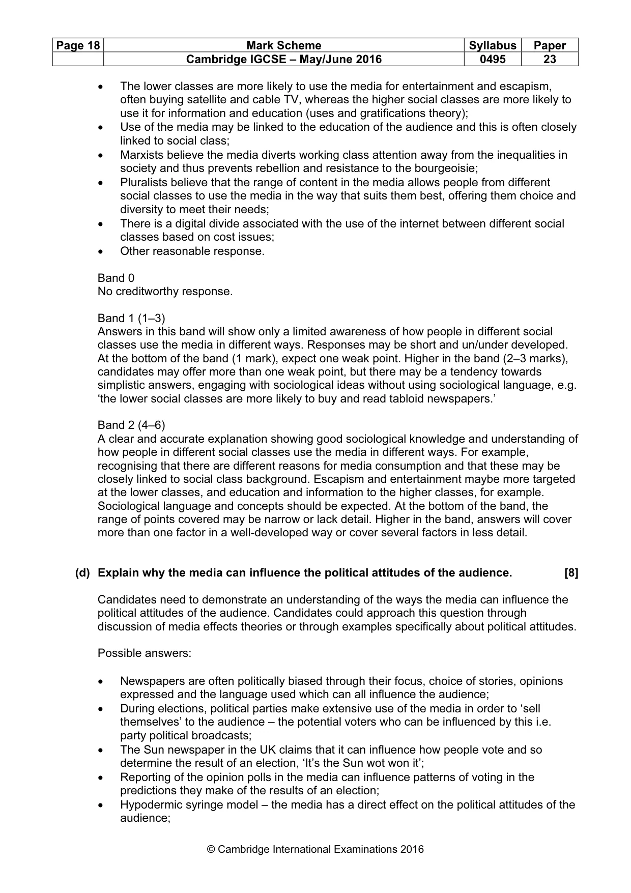 Mark scheme, page 18 of 22
