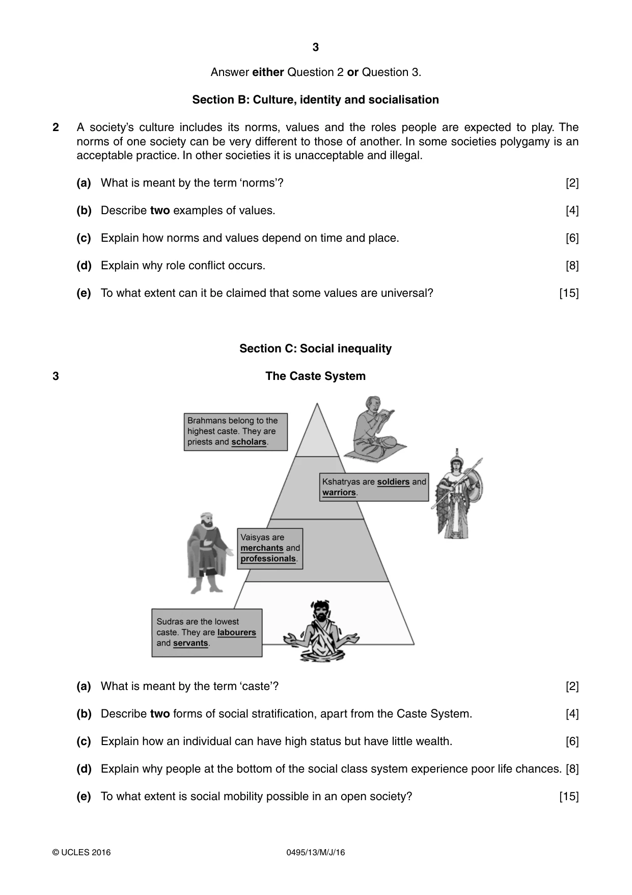 Cambridge IGCSE Sociology 0495 2016 May/June Paper 1 · Variant 3 question paper, page 3 of 4
