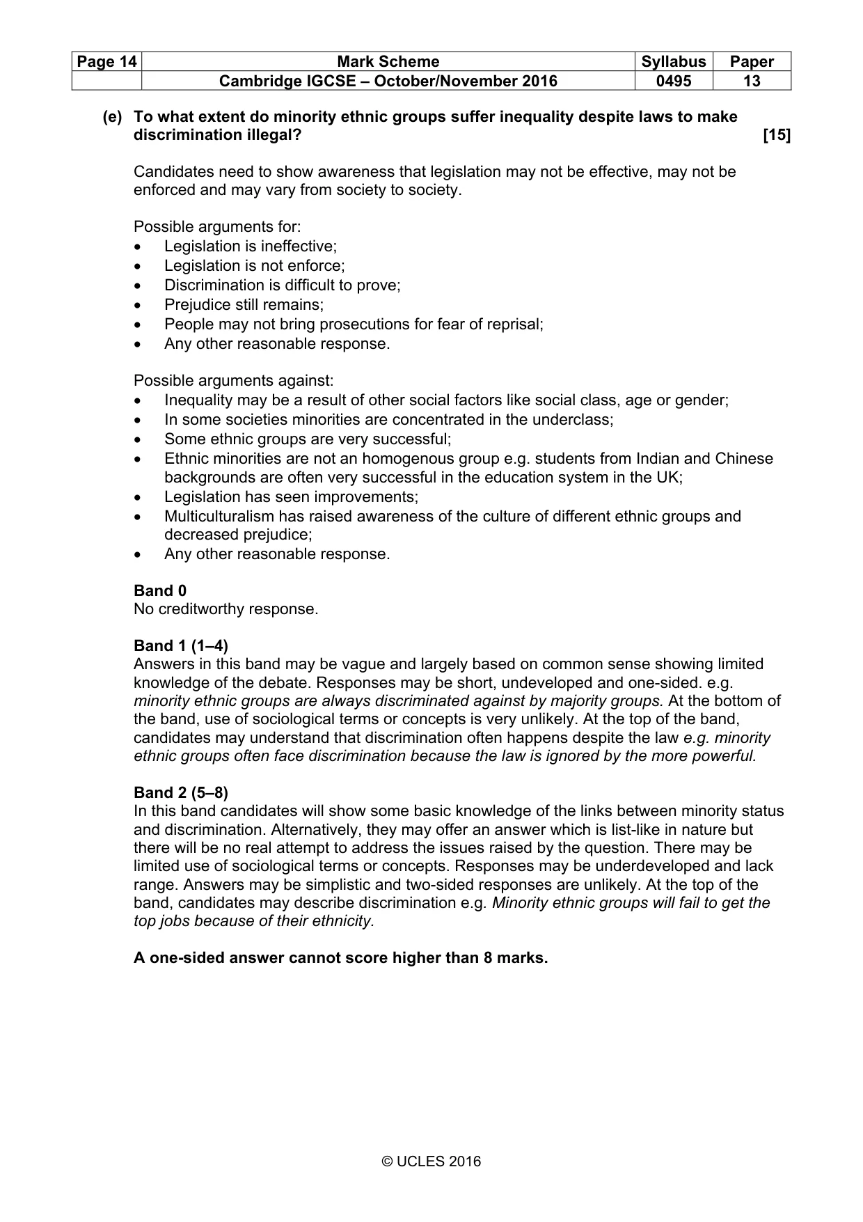 Mark scheme, page 14 of 15
