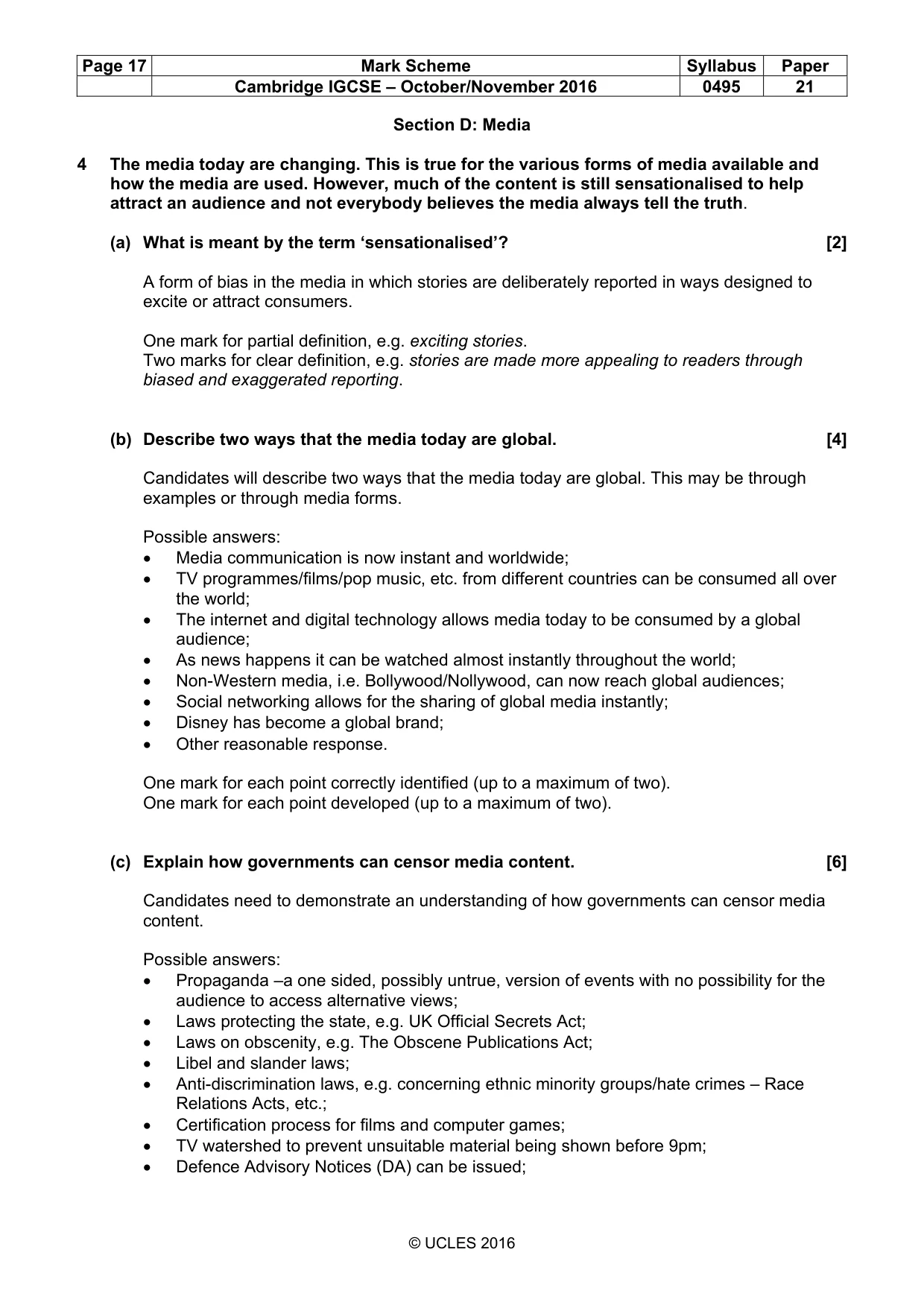 Mark scheme, page 17 of 21
