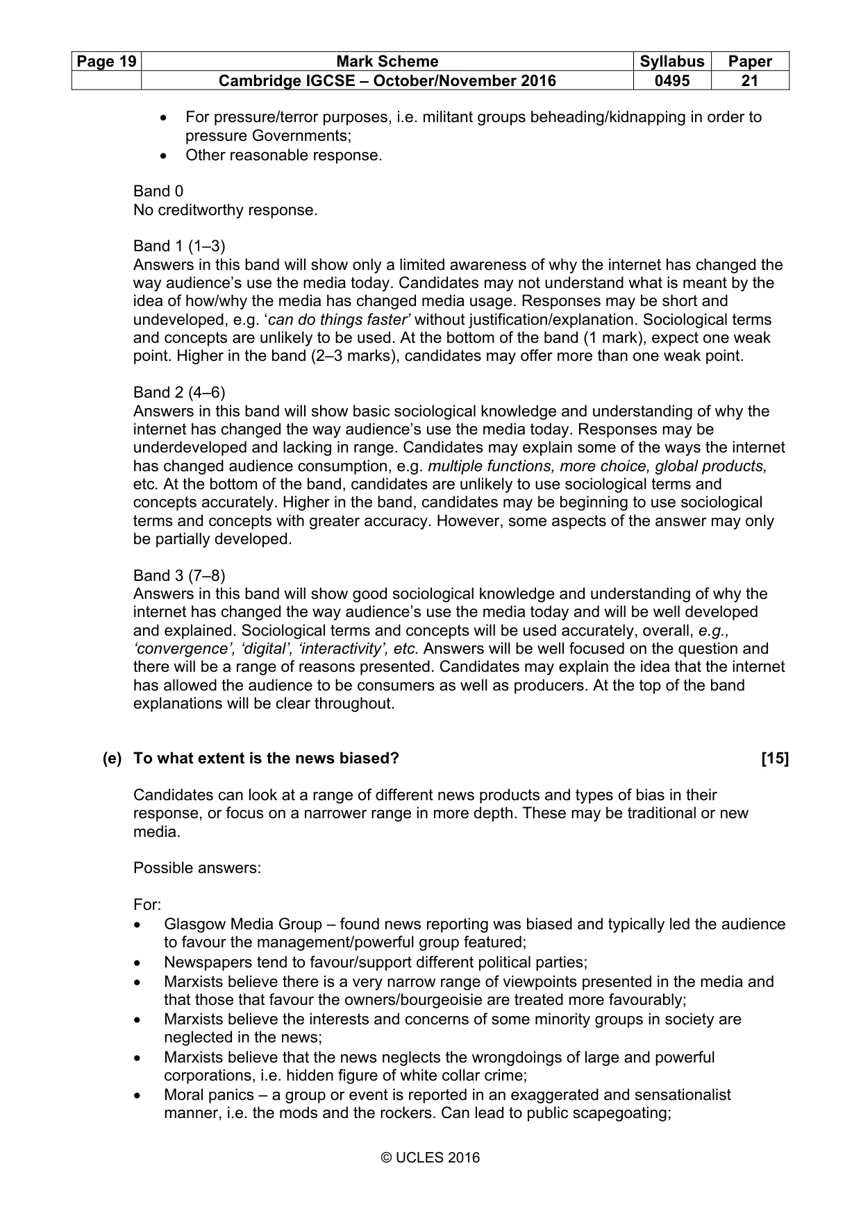Mark scheme, page 19 of 21