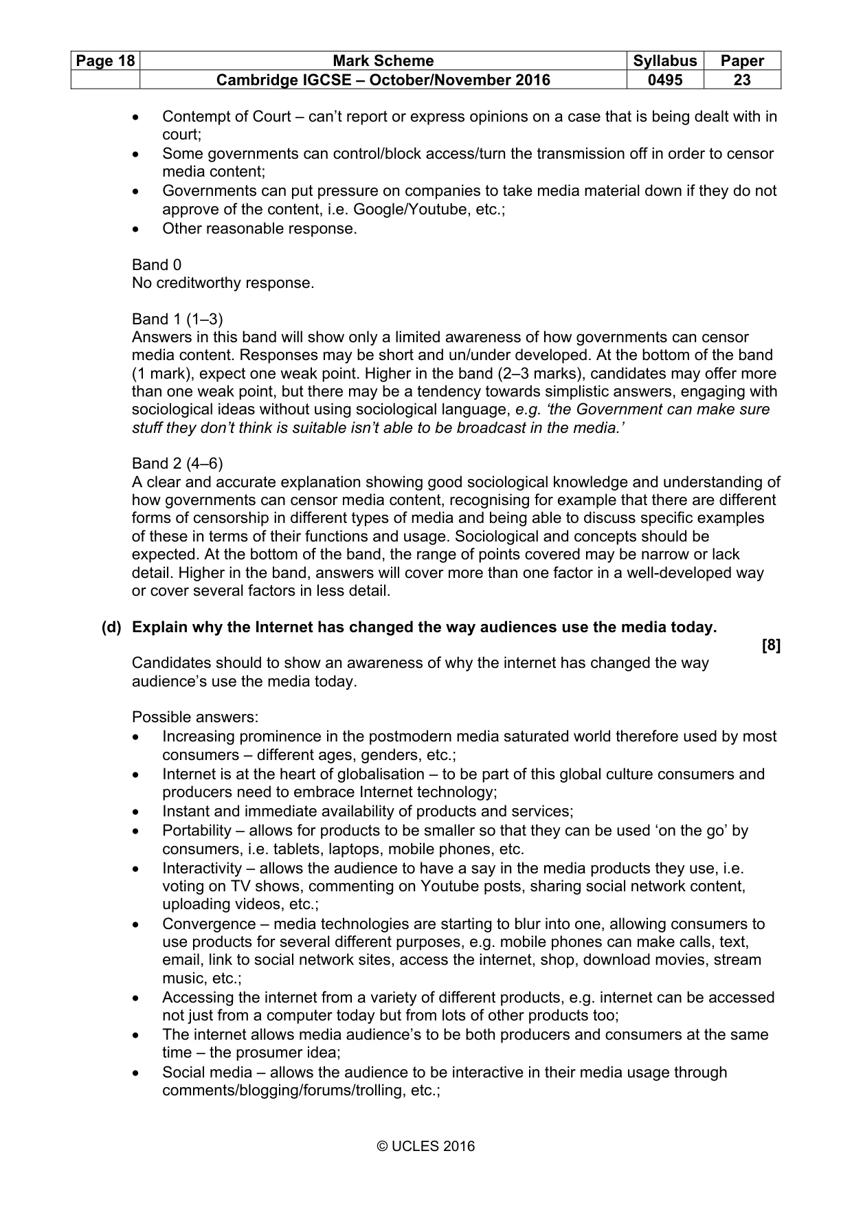 Mark scheme, page 18 of 21