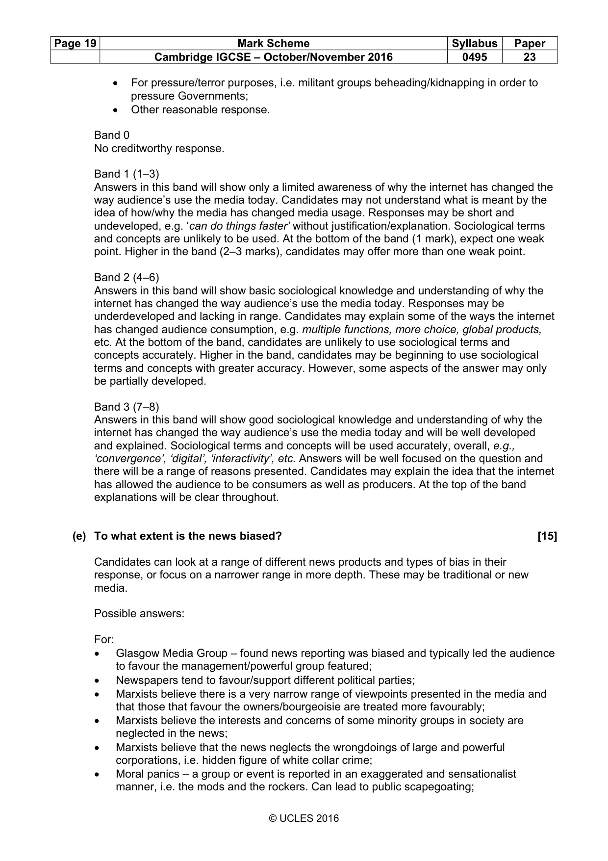 Mark scheme, page 19 of 21
