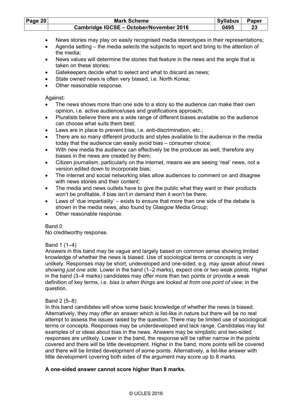 Mark scheme, page 20 of 21