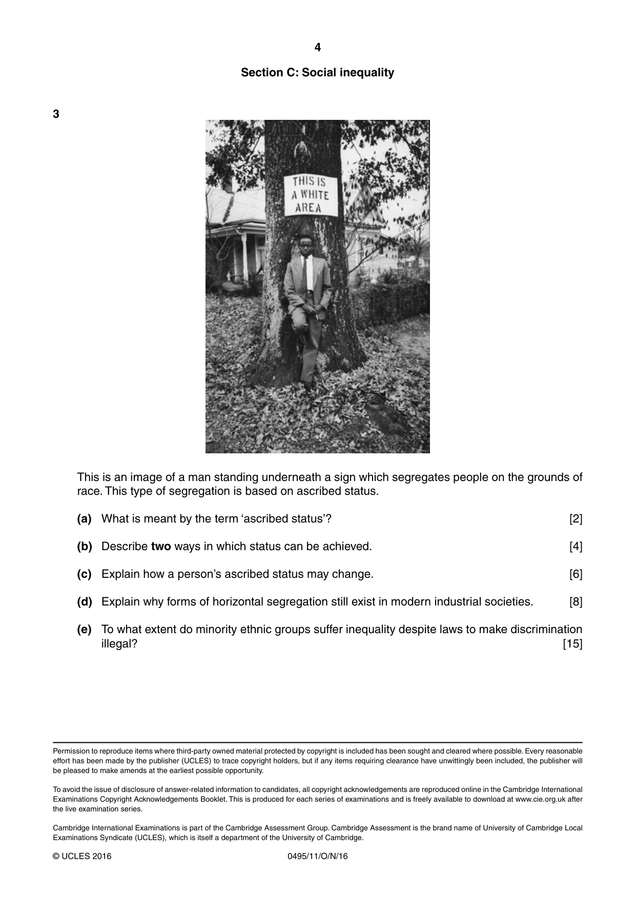 Cambridge IGCSE Sociology 0495 2016 Oct/Nov Paper 1 · Variant 1 question paper, page 4 of 4