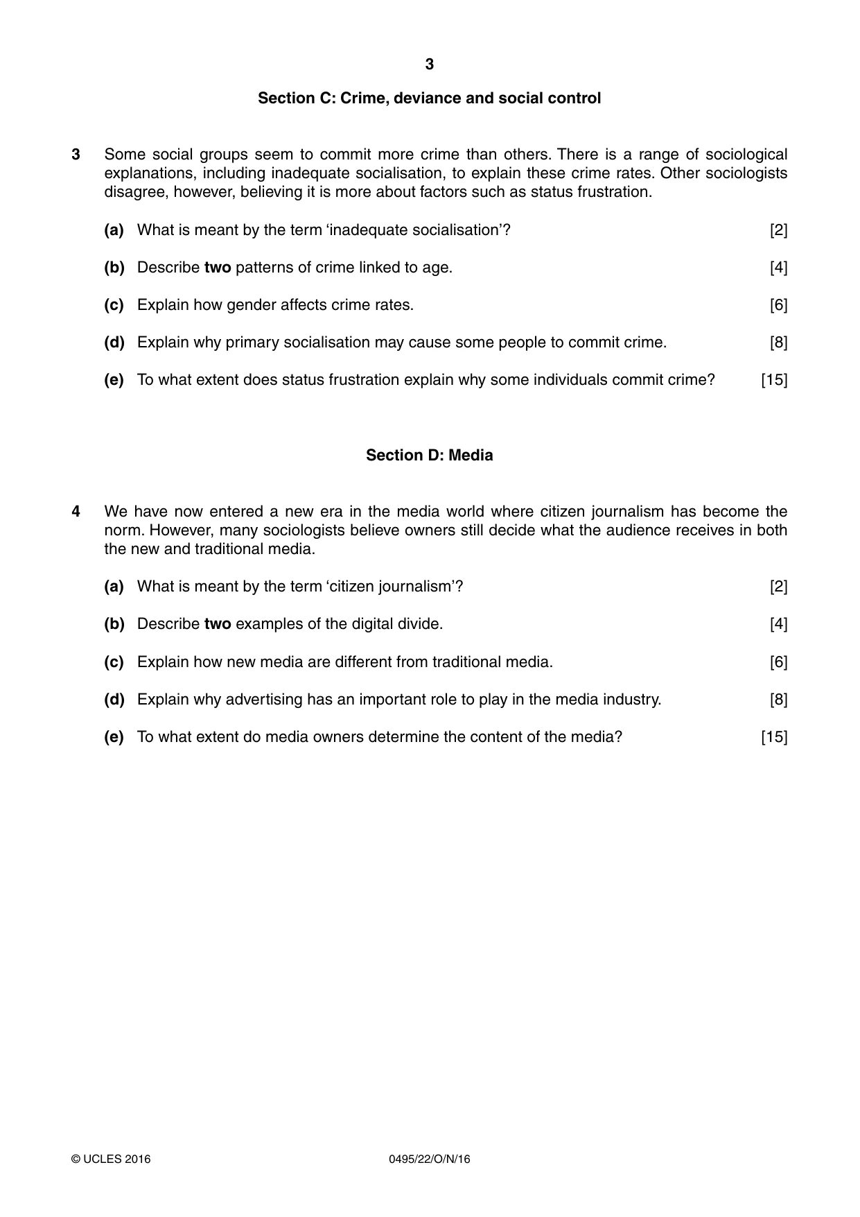 Cambridge IGCSE Sociology 0495 2016 Oct/Nov Paper 2 · Variant 2 question paper, page 3 of 4