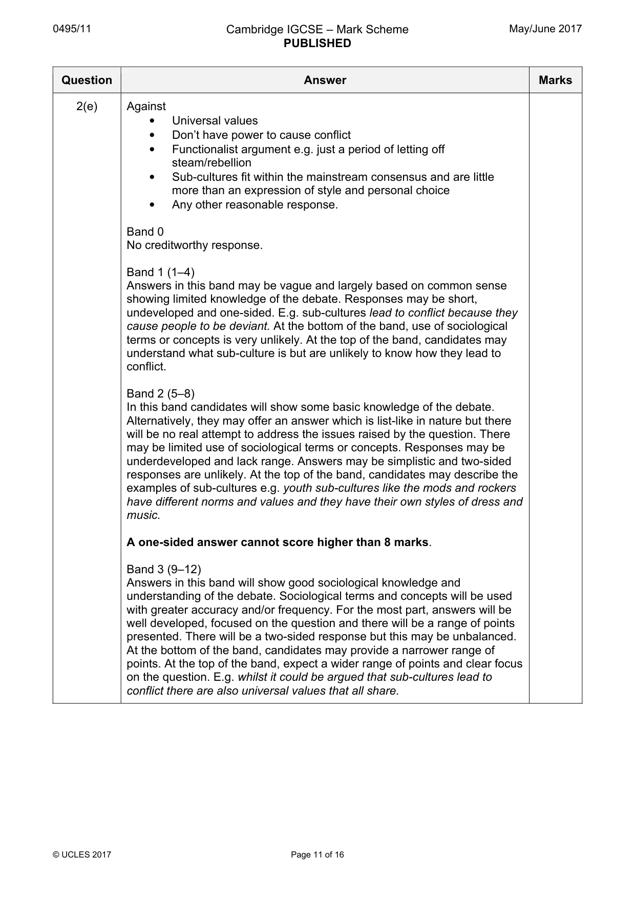 Mark scheme, page 11 of 16
