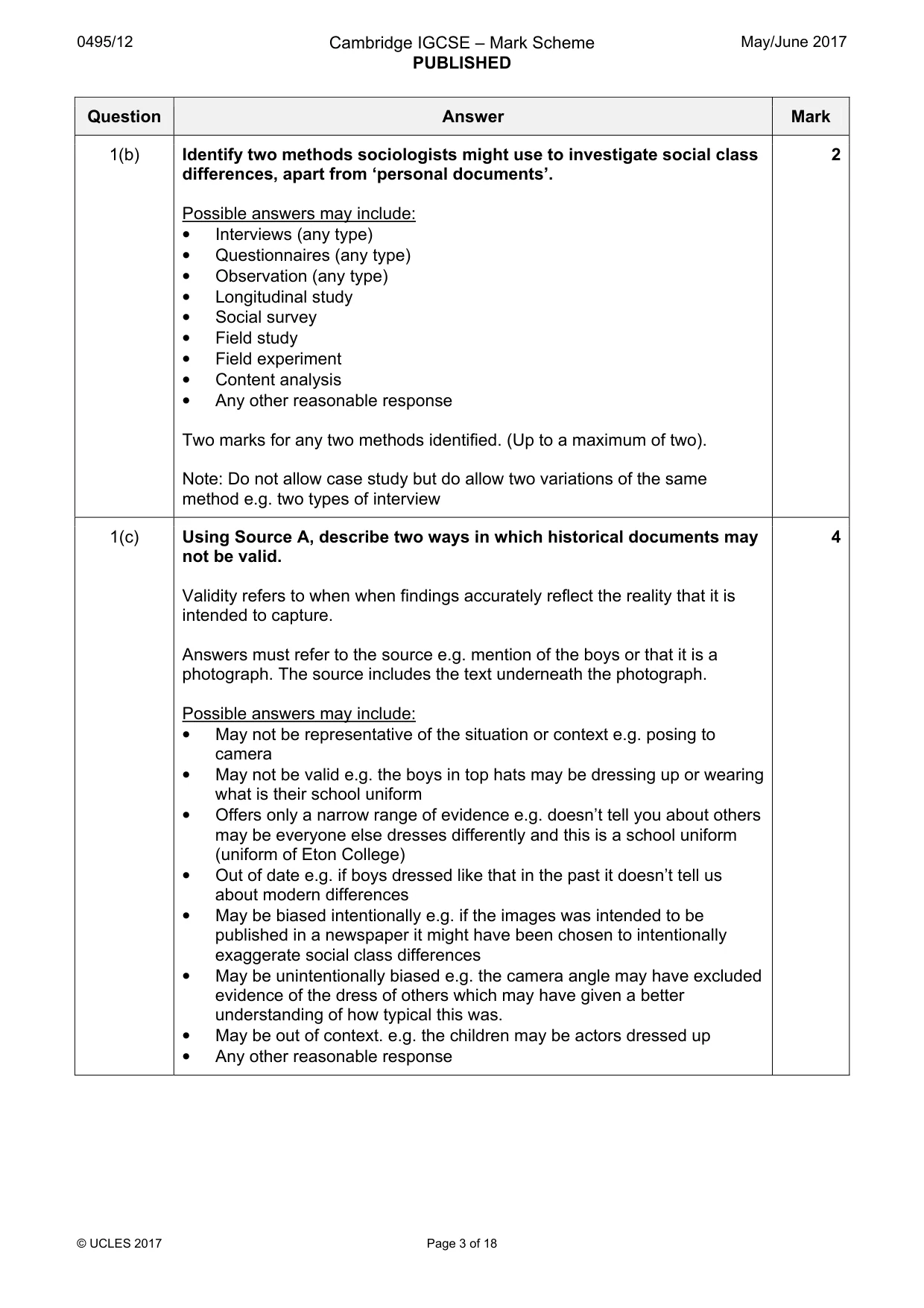 Mark scheme, page 3 of 18