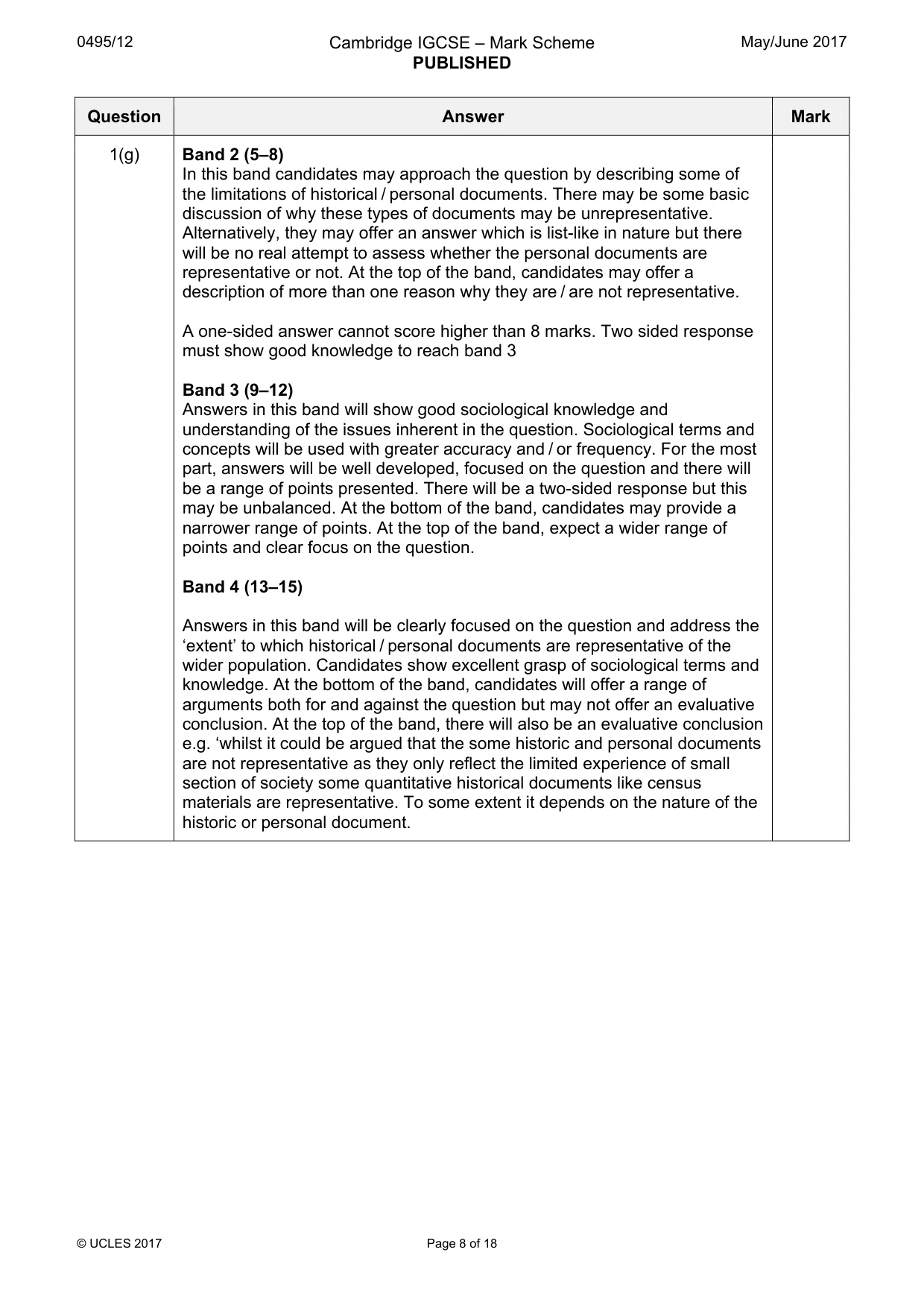 Mark scheme, page 8 of 18
