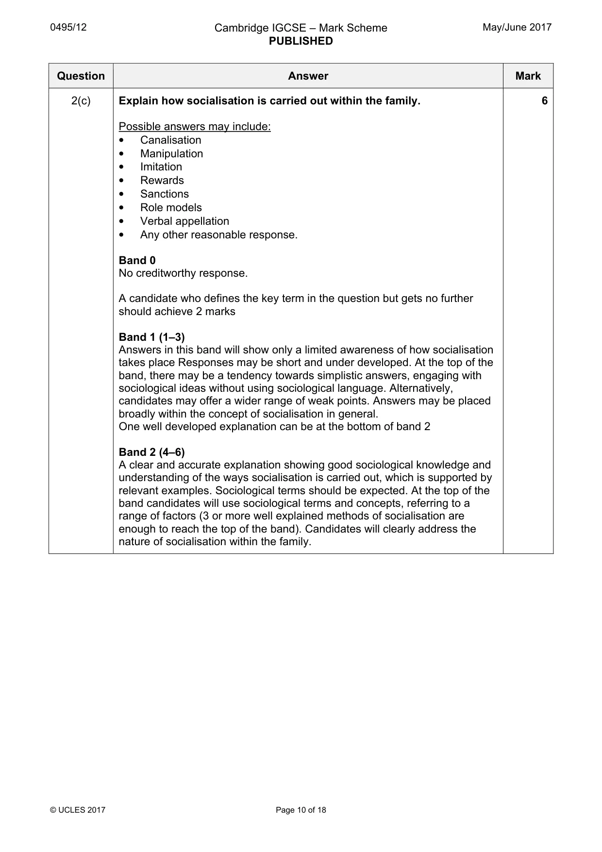 Mark scheme, page 10 of 18