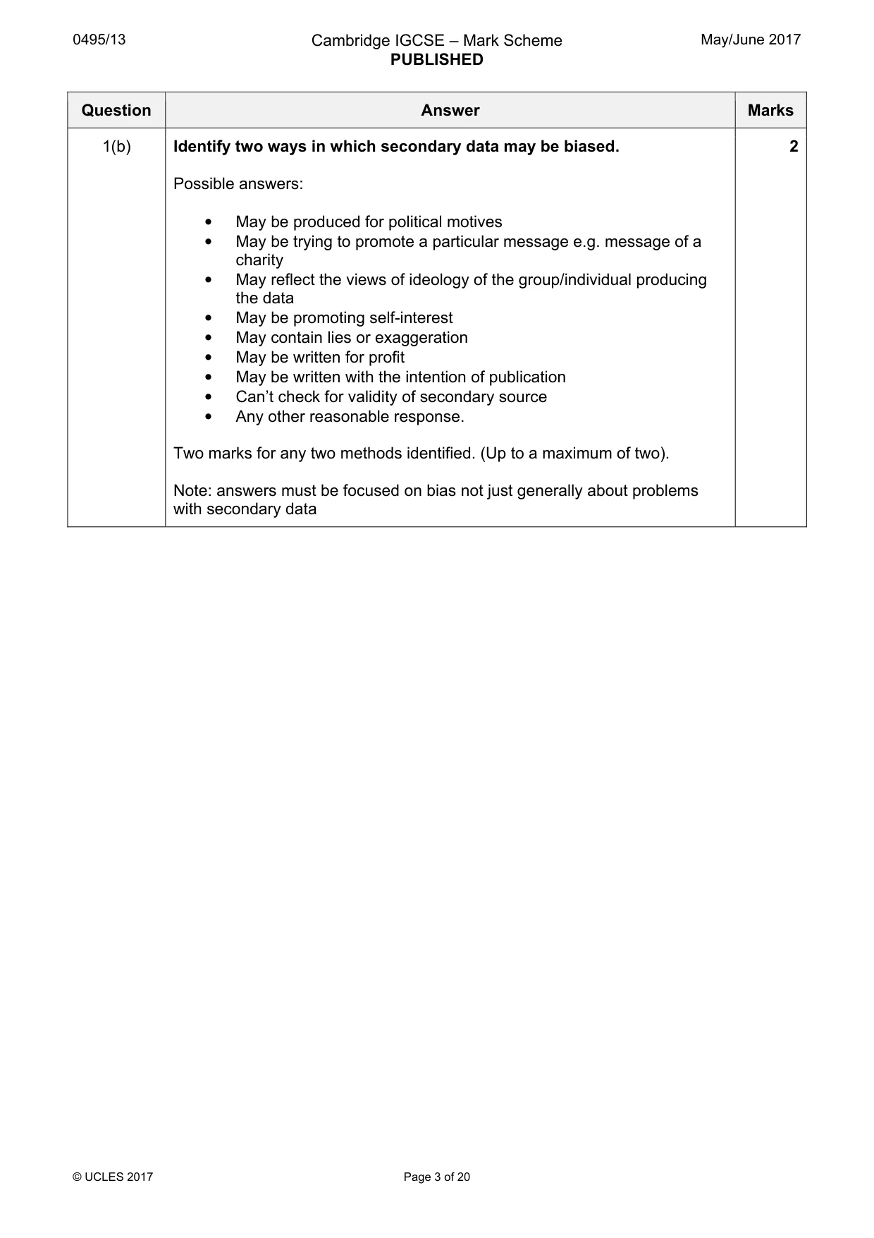 Mark scheme, page 3 of 20