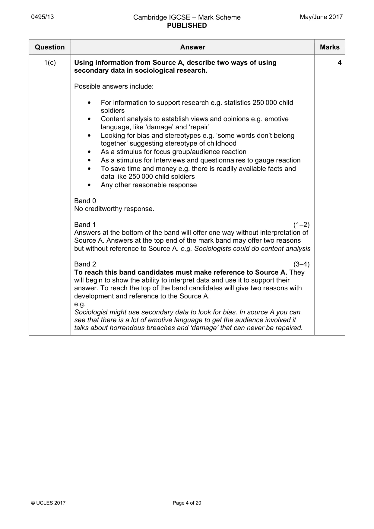 Mark scheme, page 4 of 20