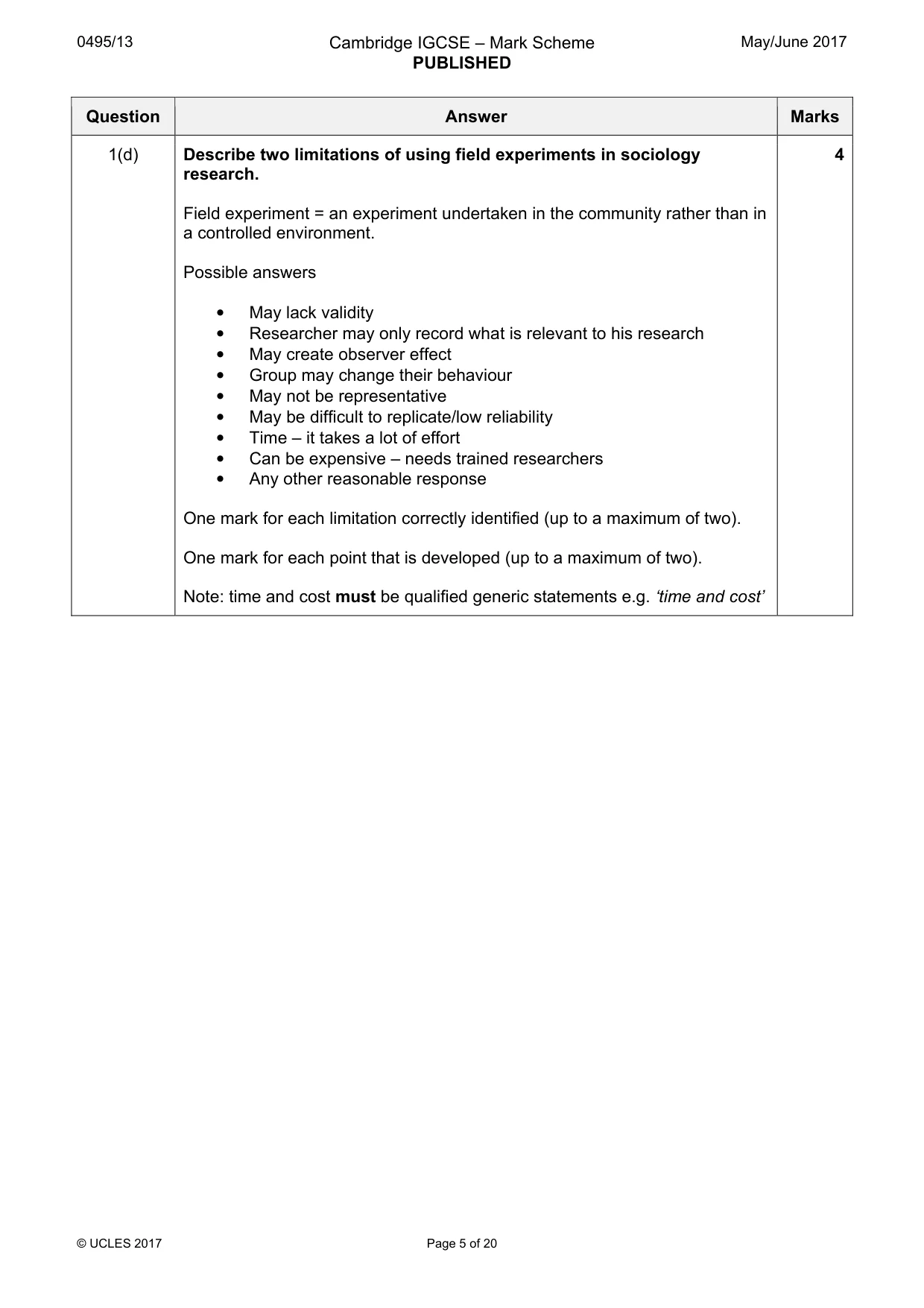 Mark scheme, page 5 of 20