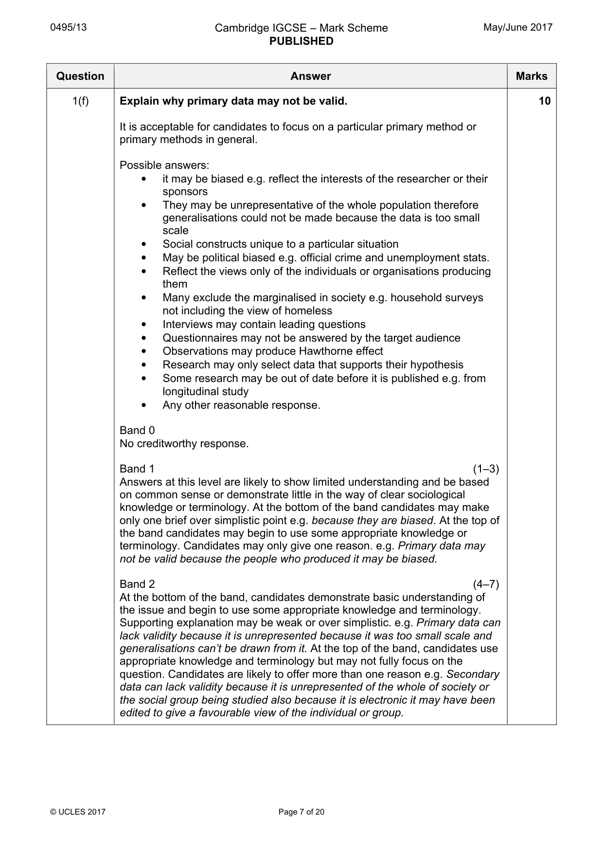 Mark scheme, page 7 of 20