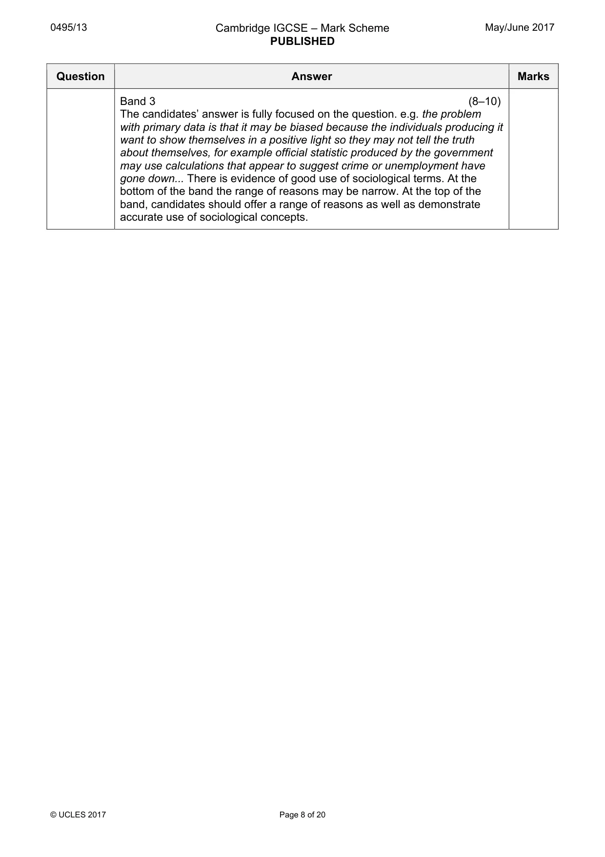 Mark scheme, page 8 of 20