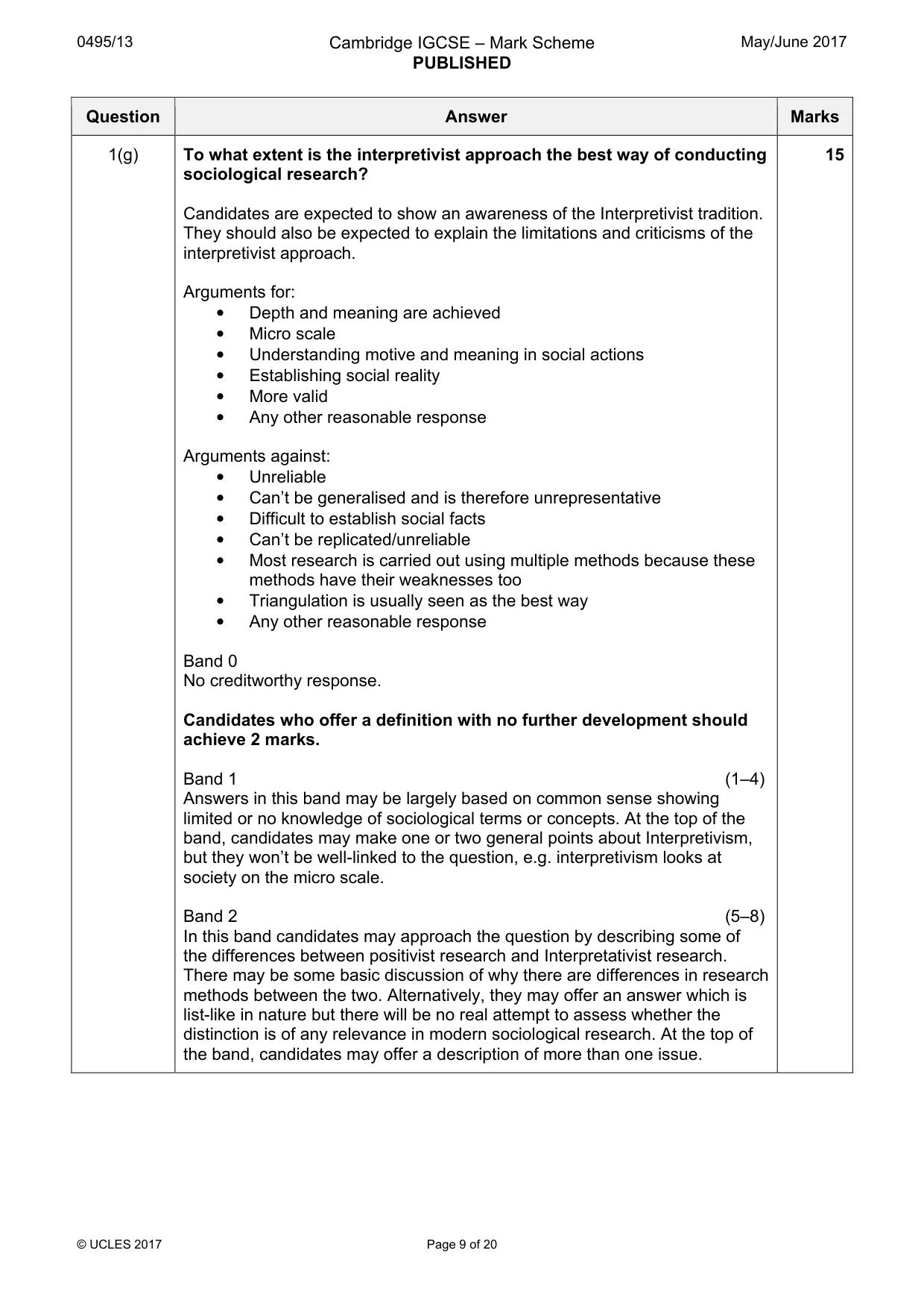 Mark scheme, page 9 of 20