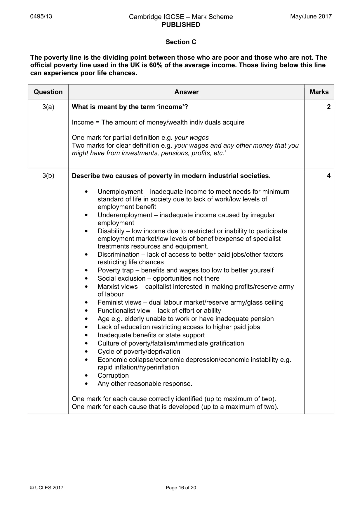 Mark scheme, page 16 of 20