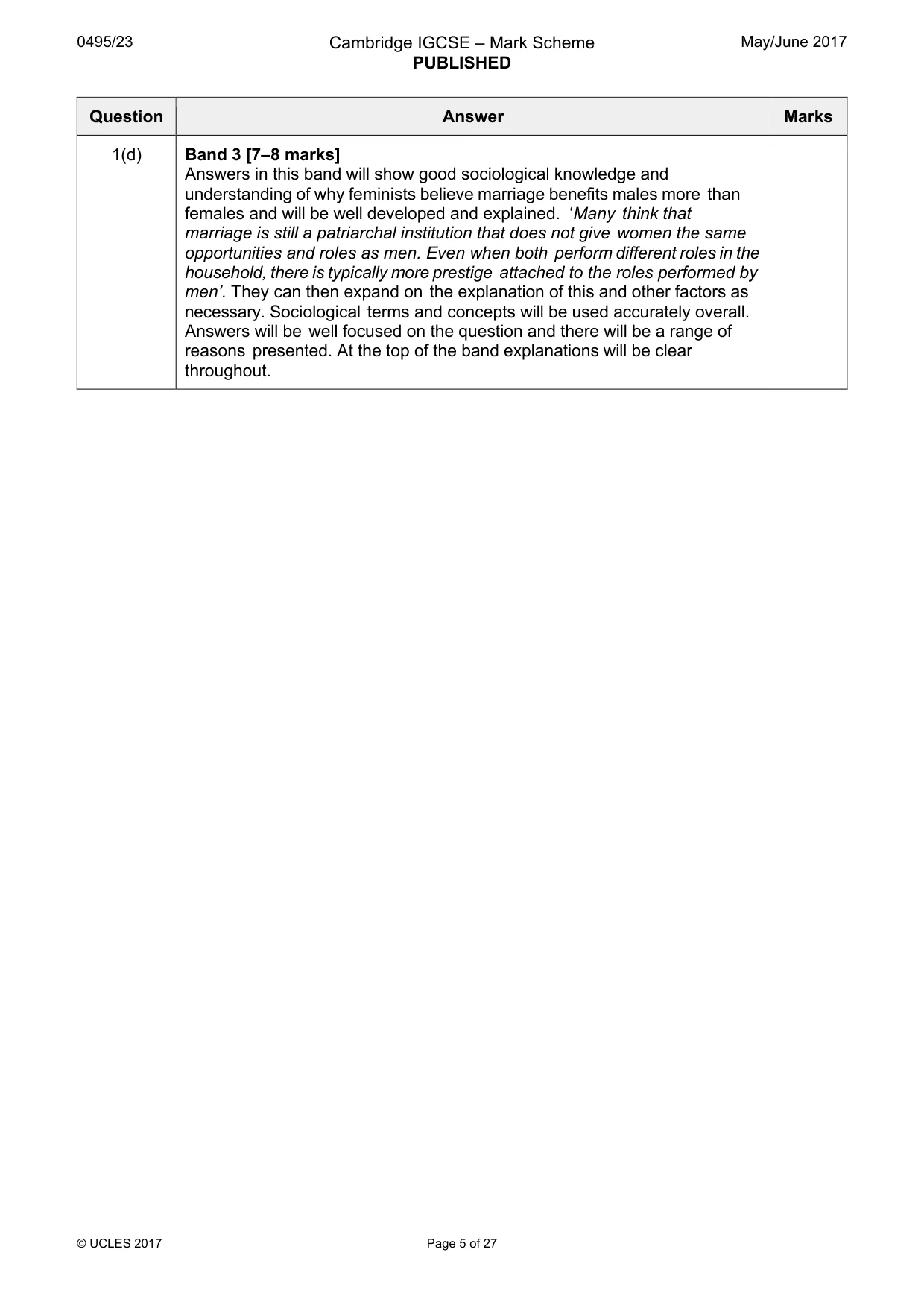 Mark scheme, page 5 of 27