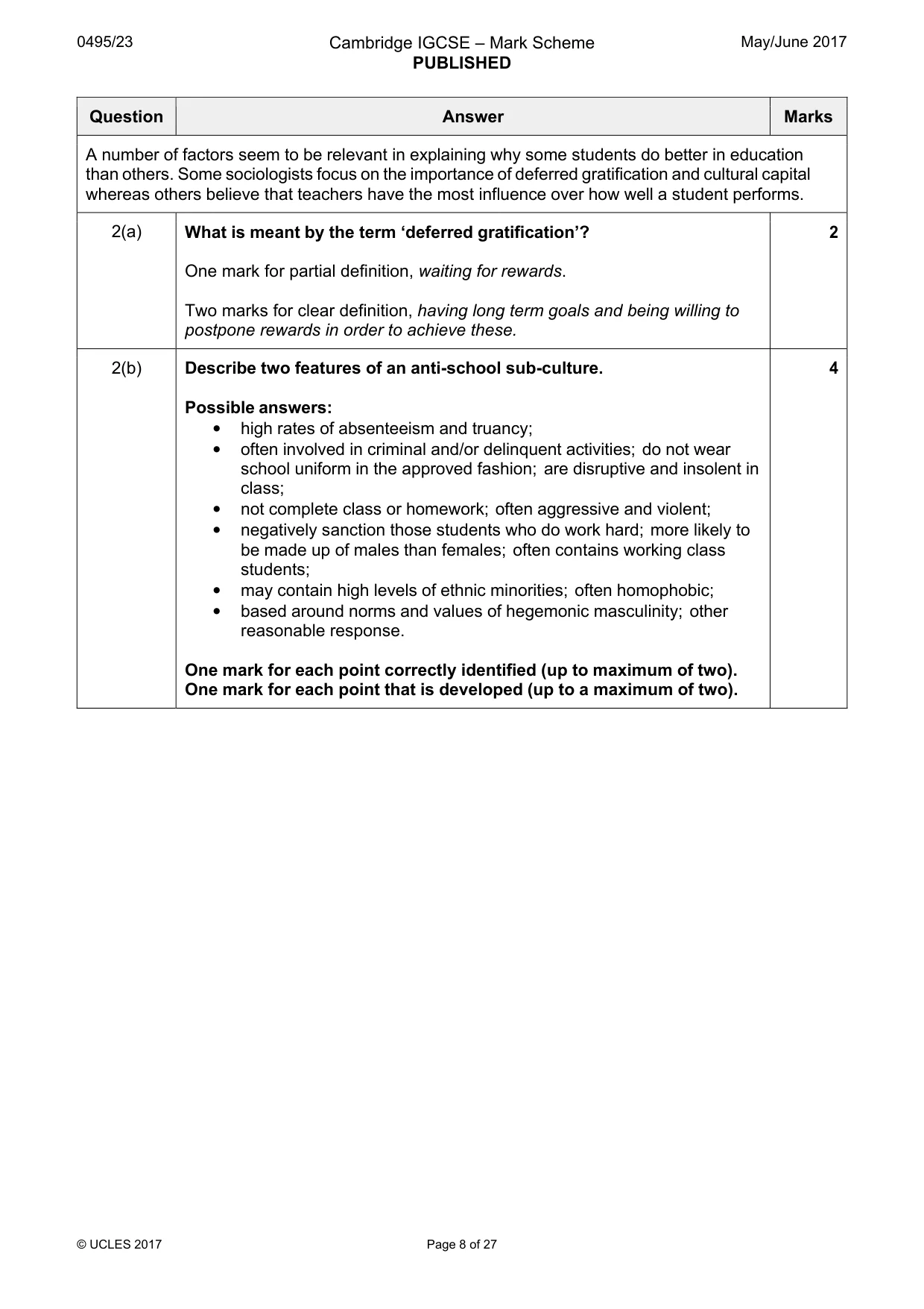 Mark scheme, page 8 of 27