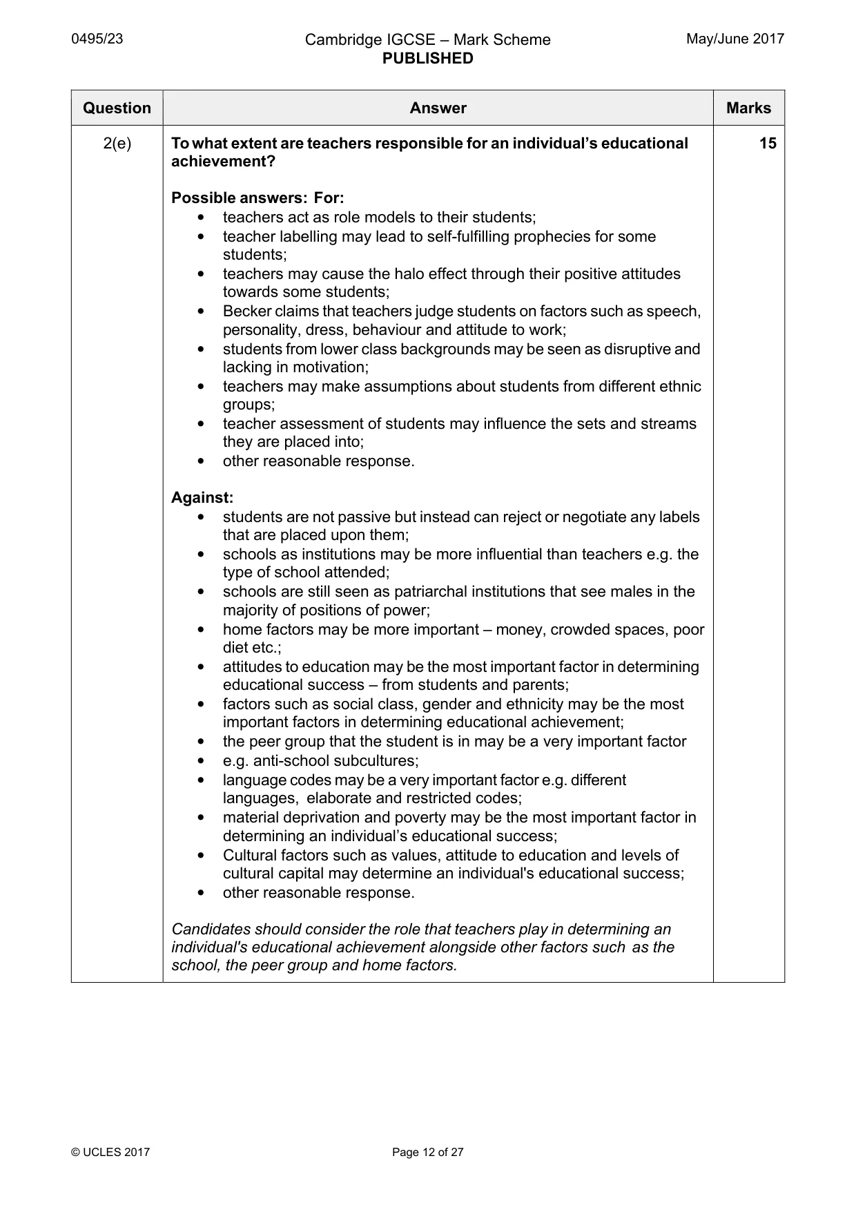 Mark scheme, page 12 of 27