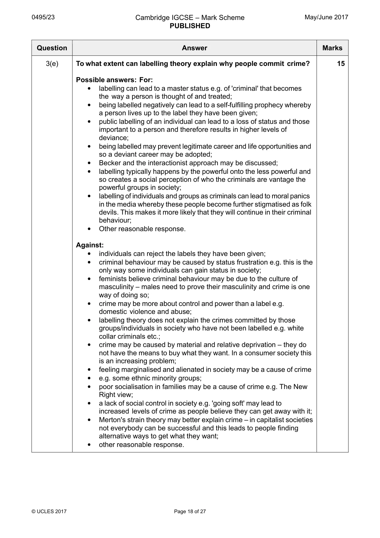 Mark scheme, page 18 of 27