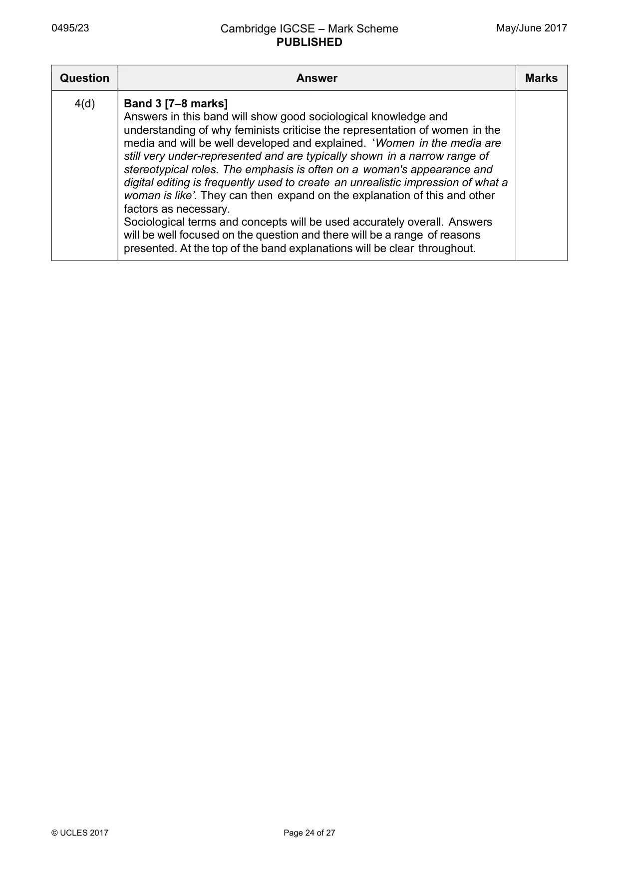 Mark scheme, page 24 of 27
