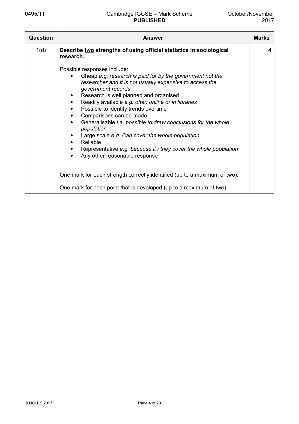 Mark scheme, page 4 of 20