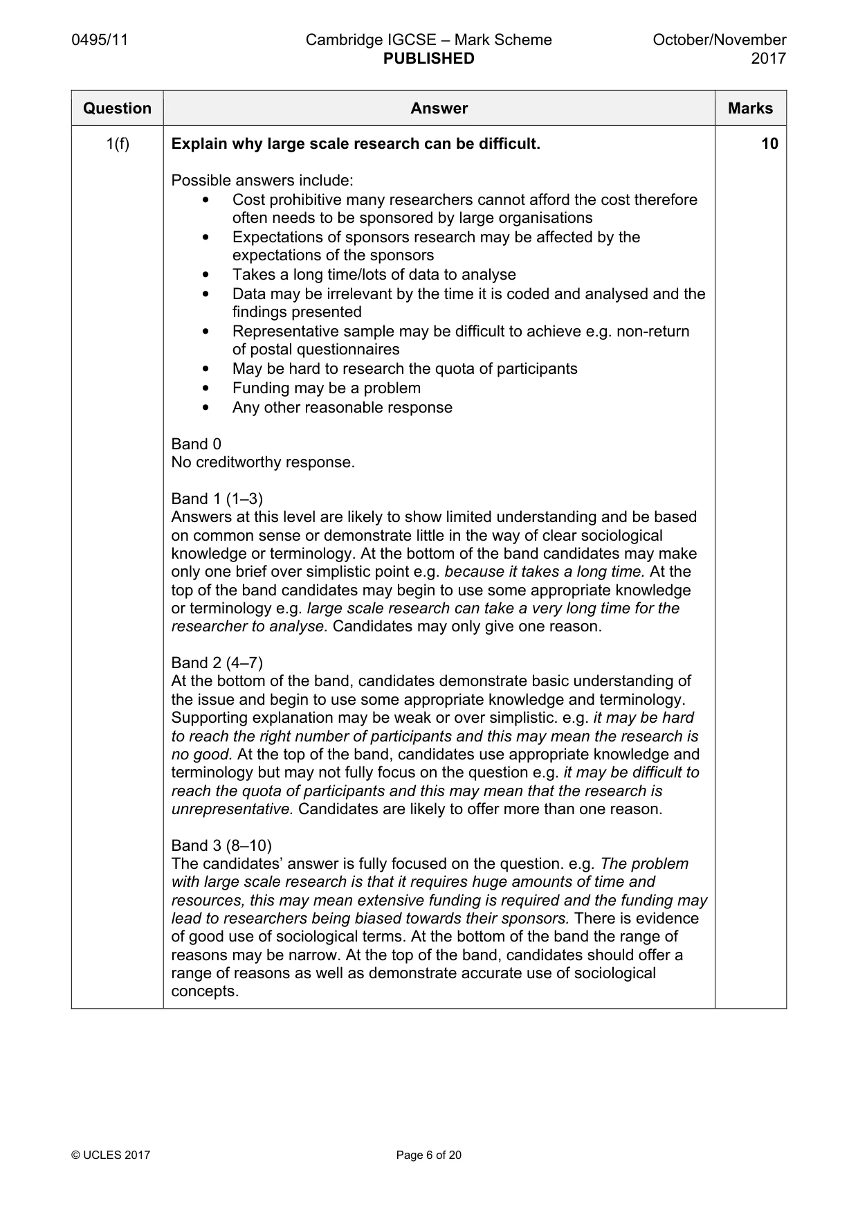 Mark scheme, page 6 of 20