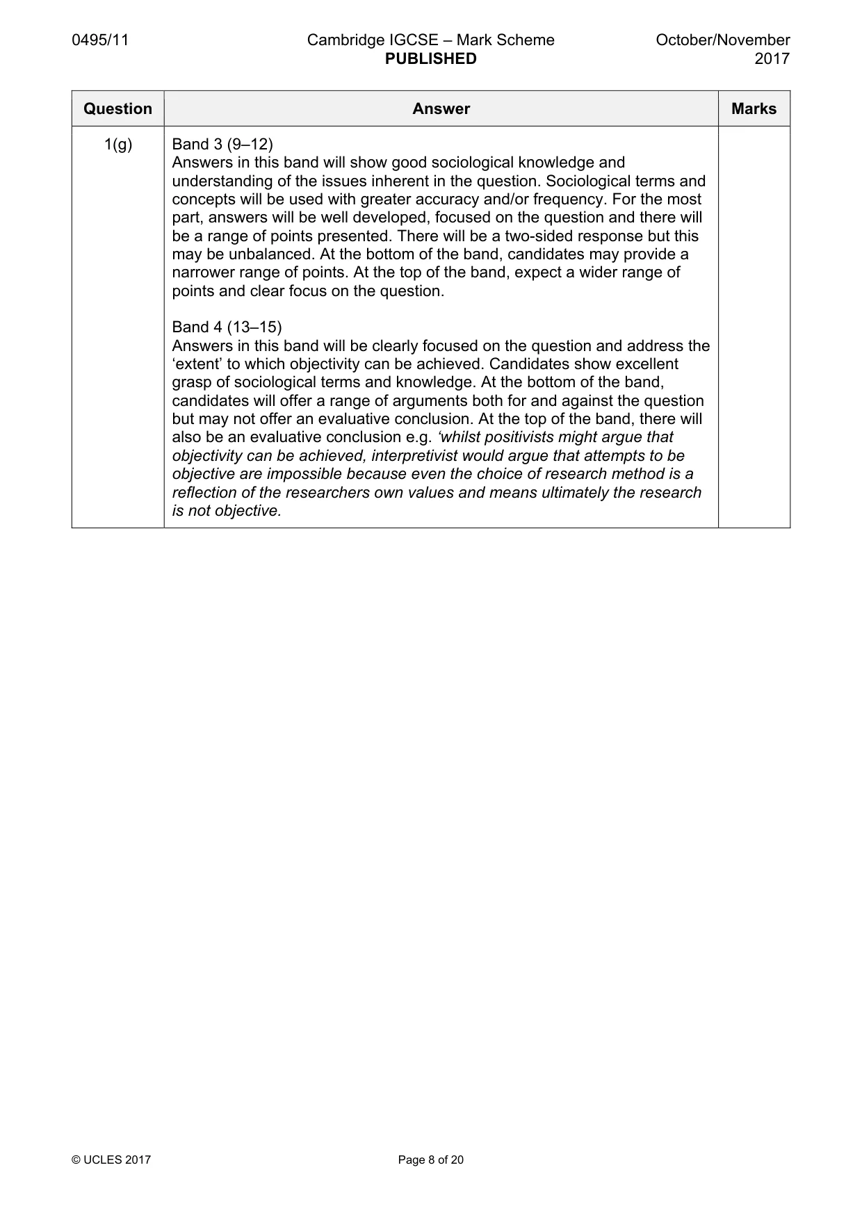 Mark scheme, page 8 of 20