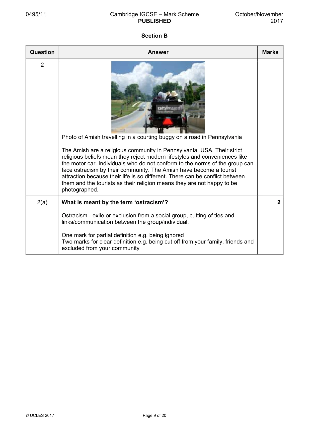 Mark scheme, page 9 of 20
