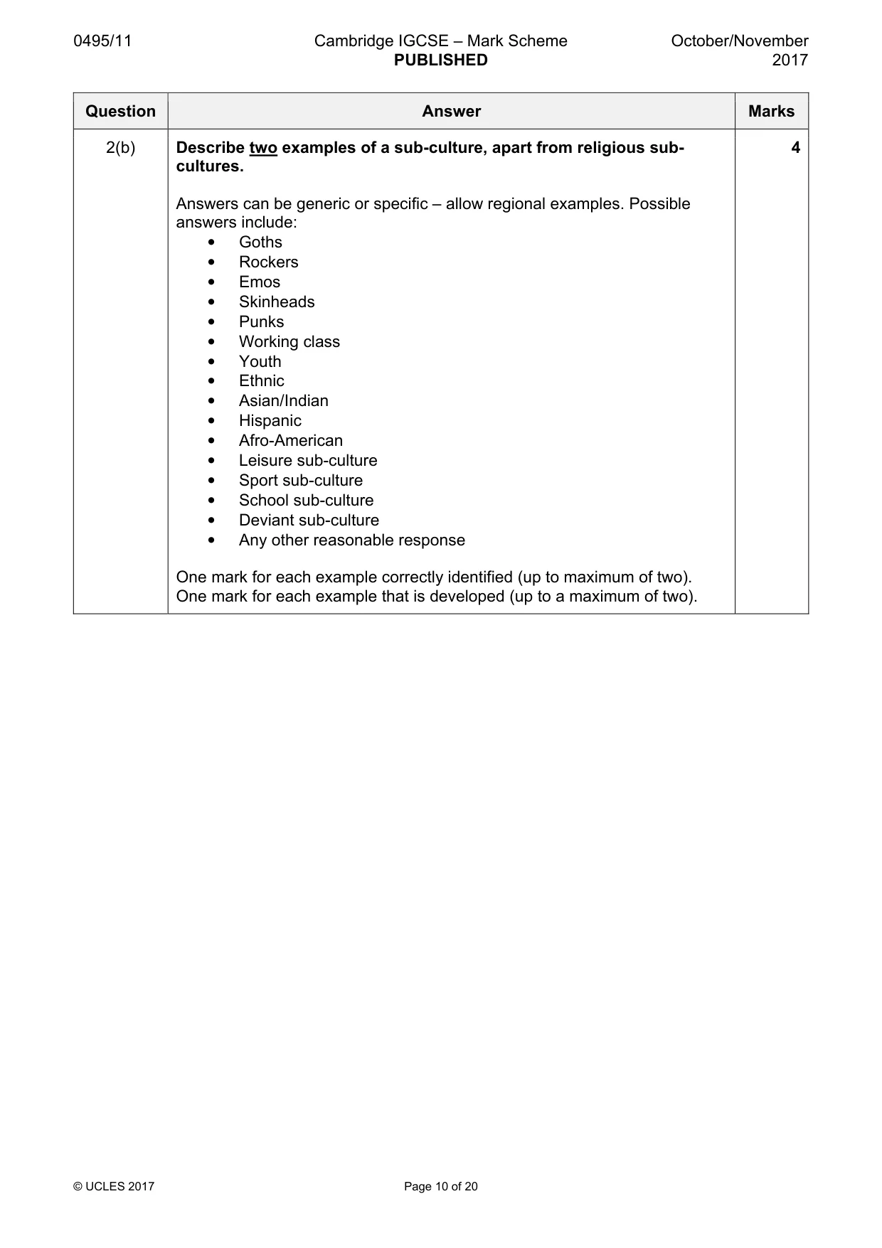 Mark scheme, page 10 of 20