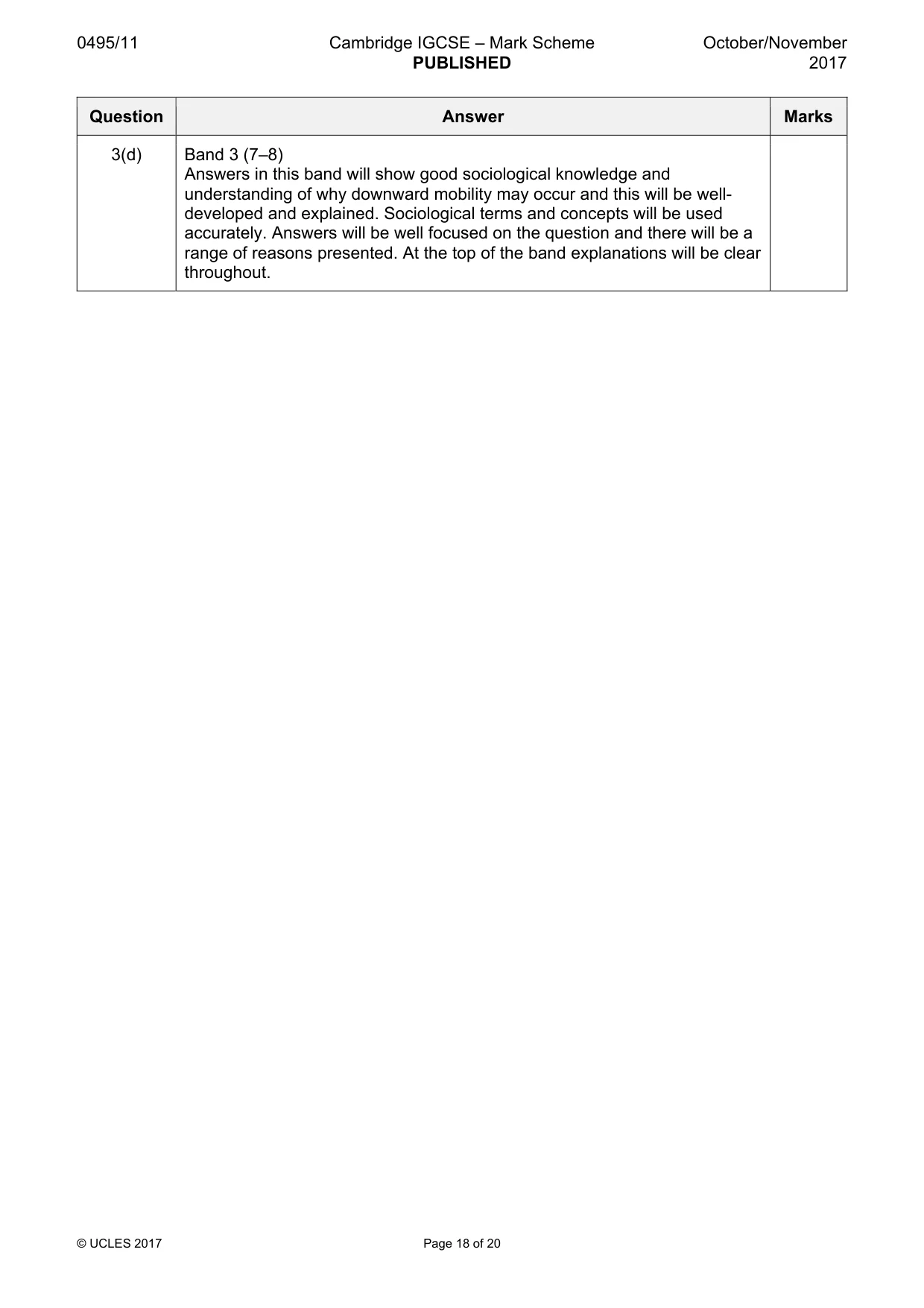 Mark scheme, page 18 of 20