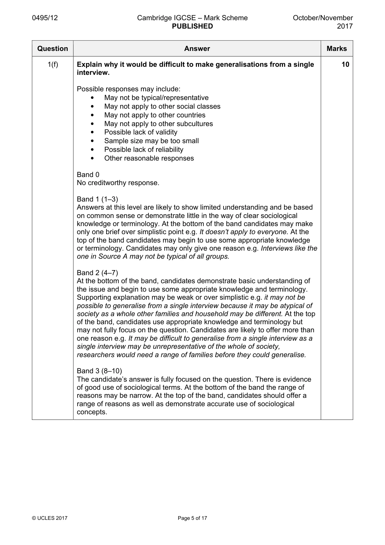 Mark scheme, page 5 of 17