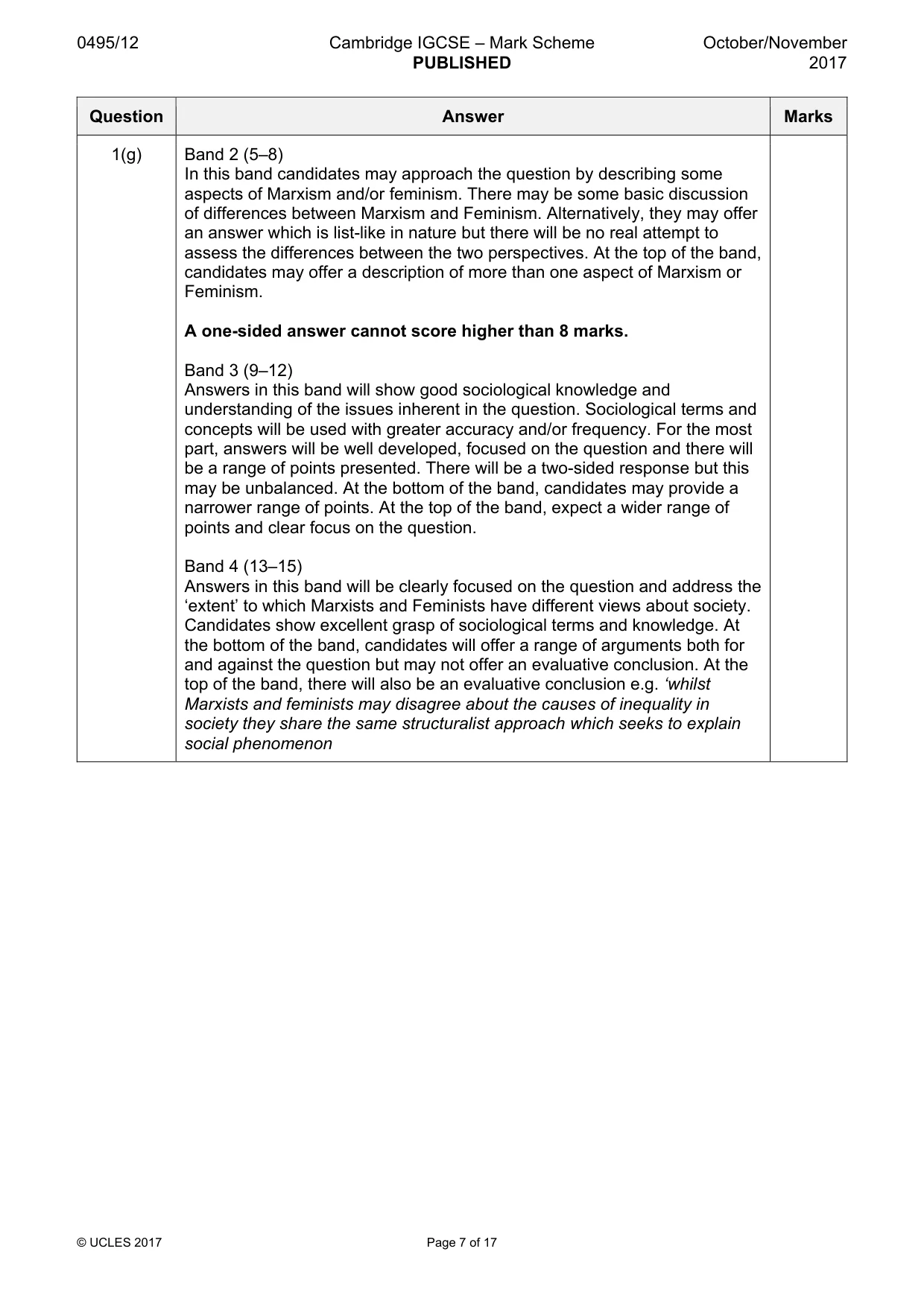Mark scheme, page 7 of 17