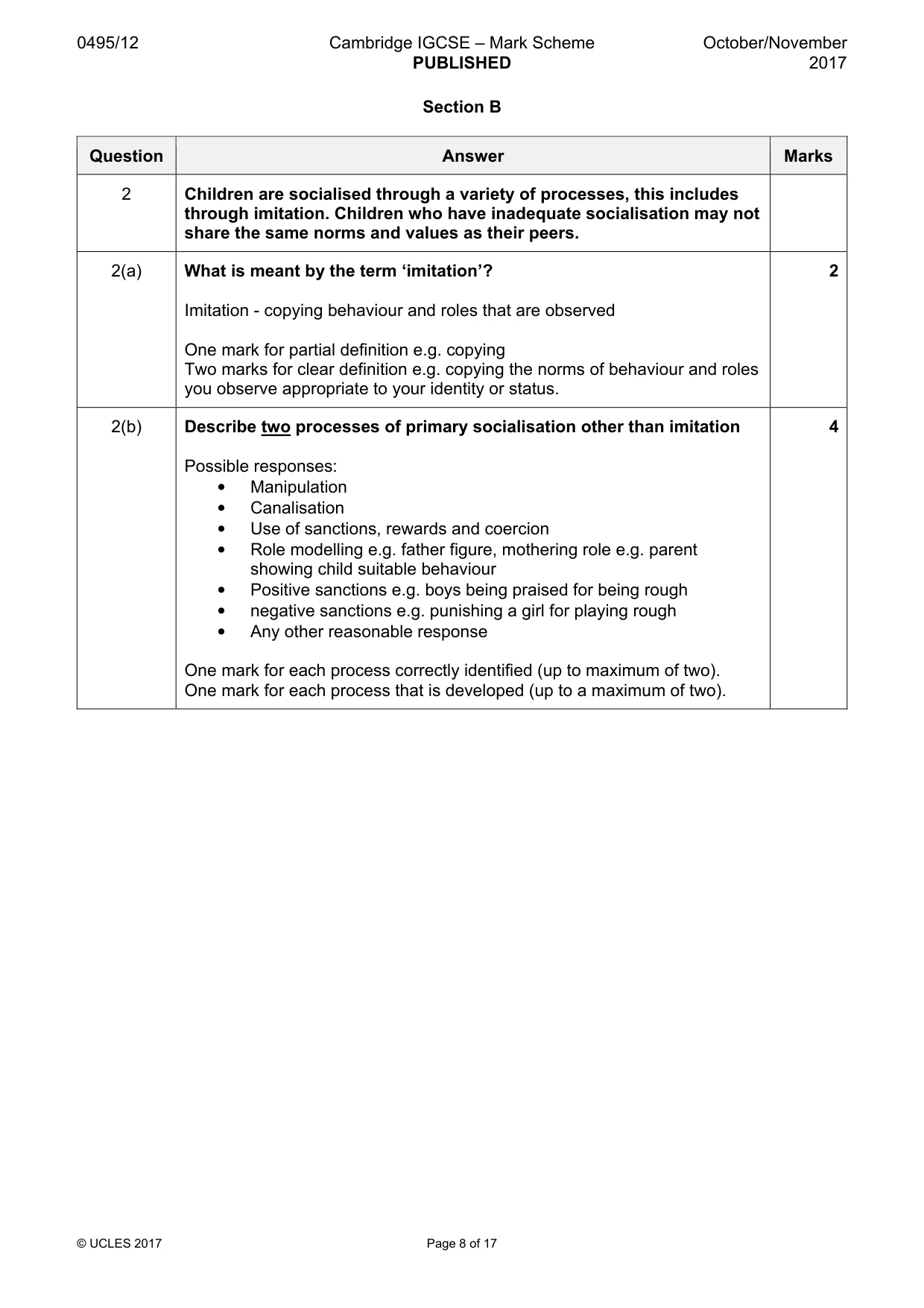 Mark scheme, page 8 of 17