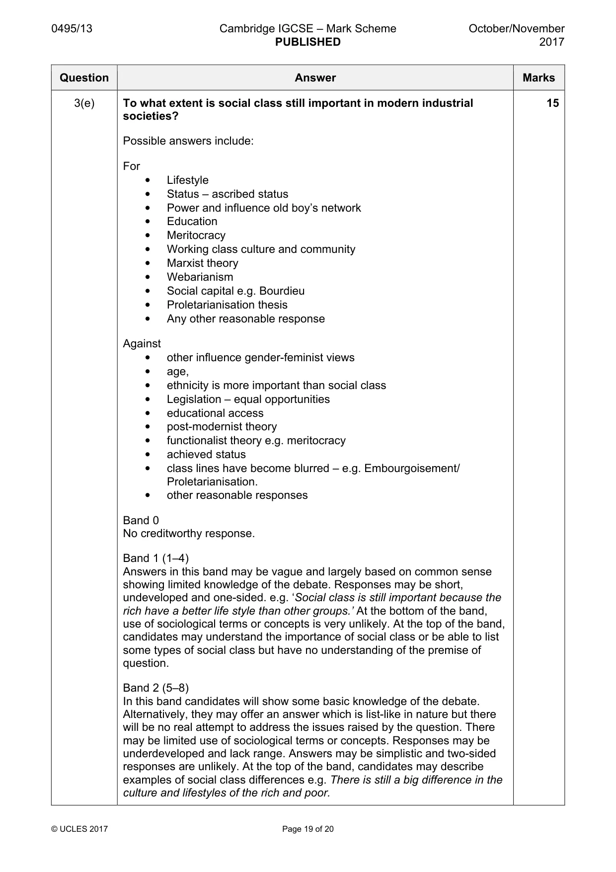 Mark scheme, page 19 of 20