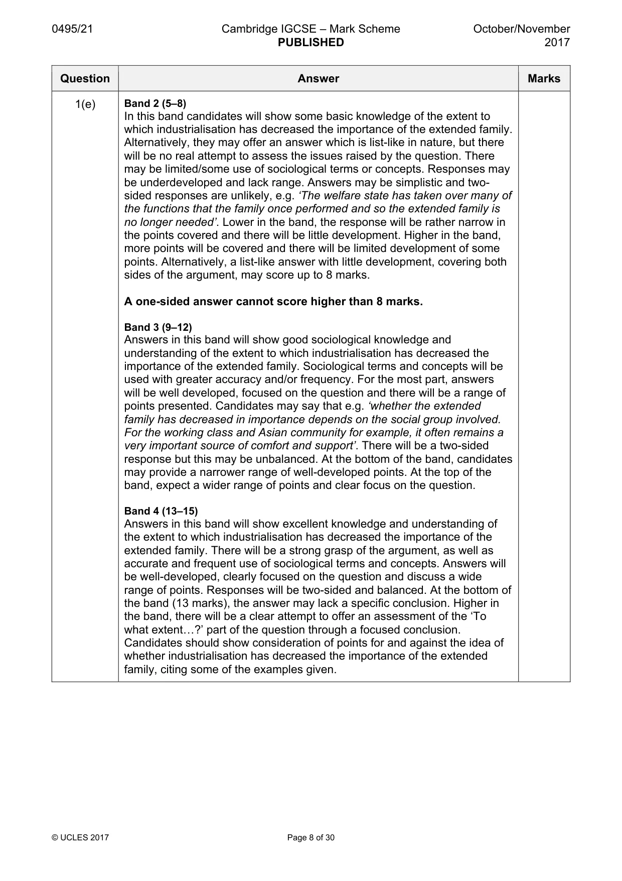 Mark scheme, page 8 of 30