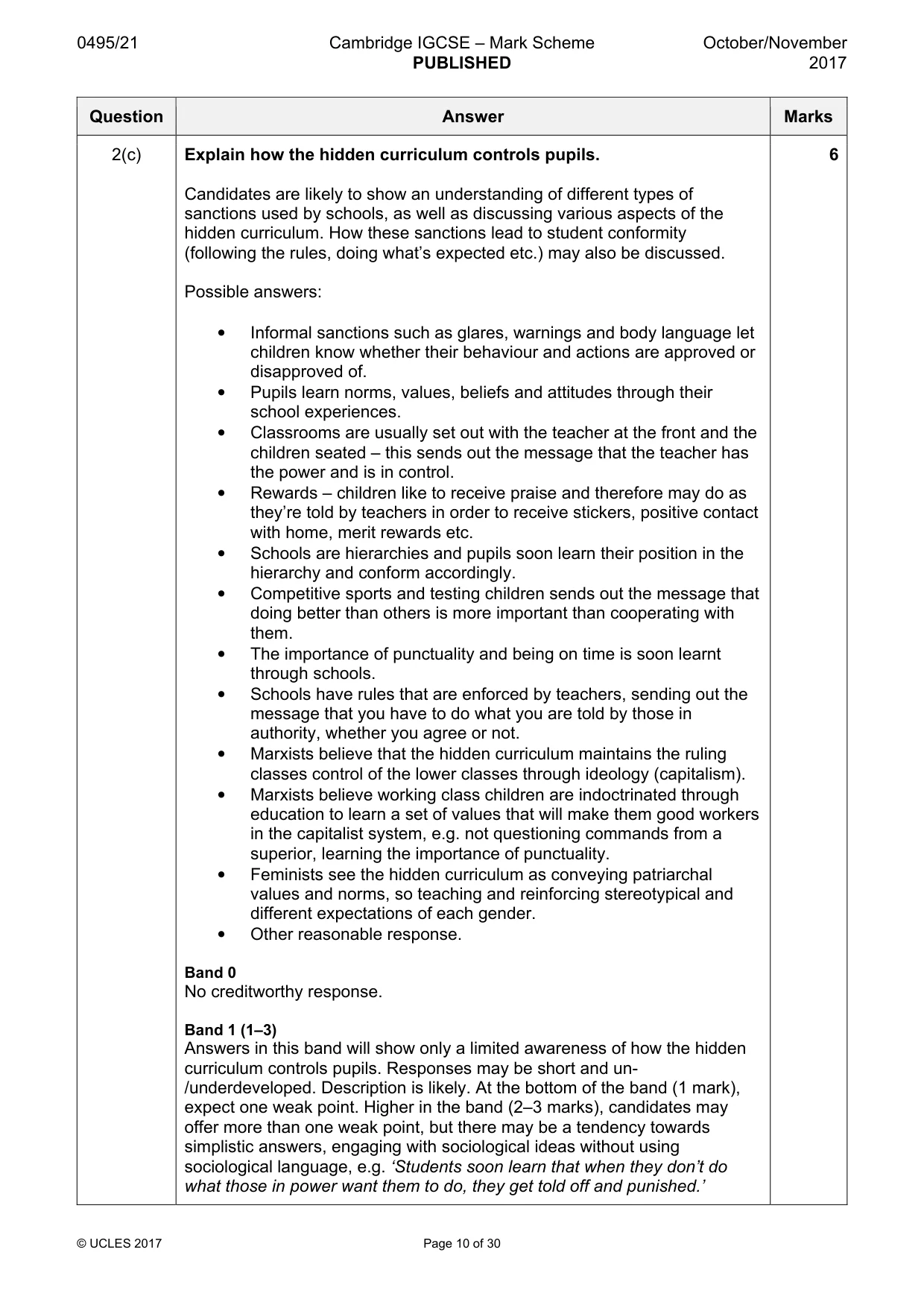 Mark scheme, page 10 of 30