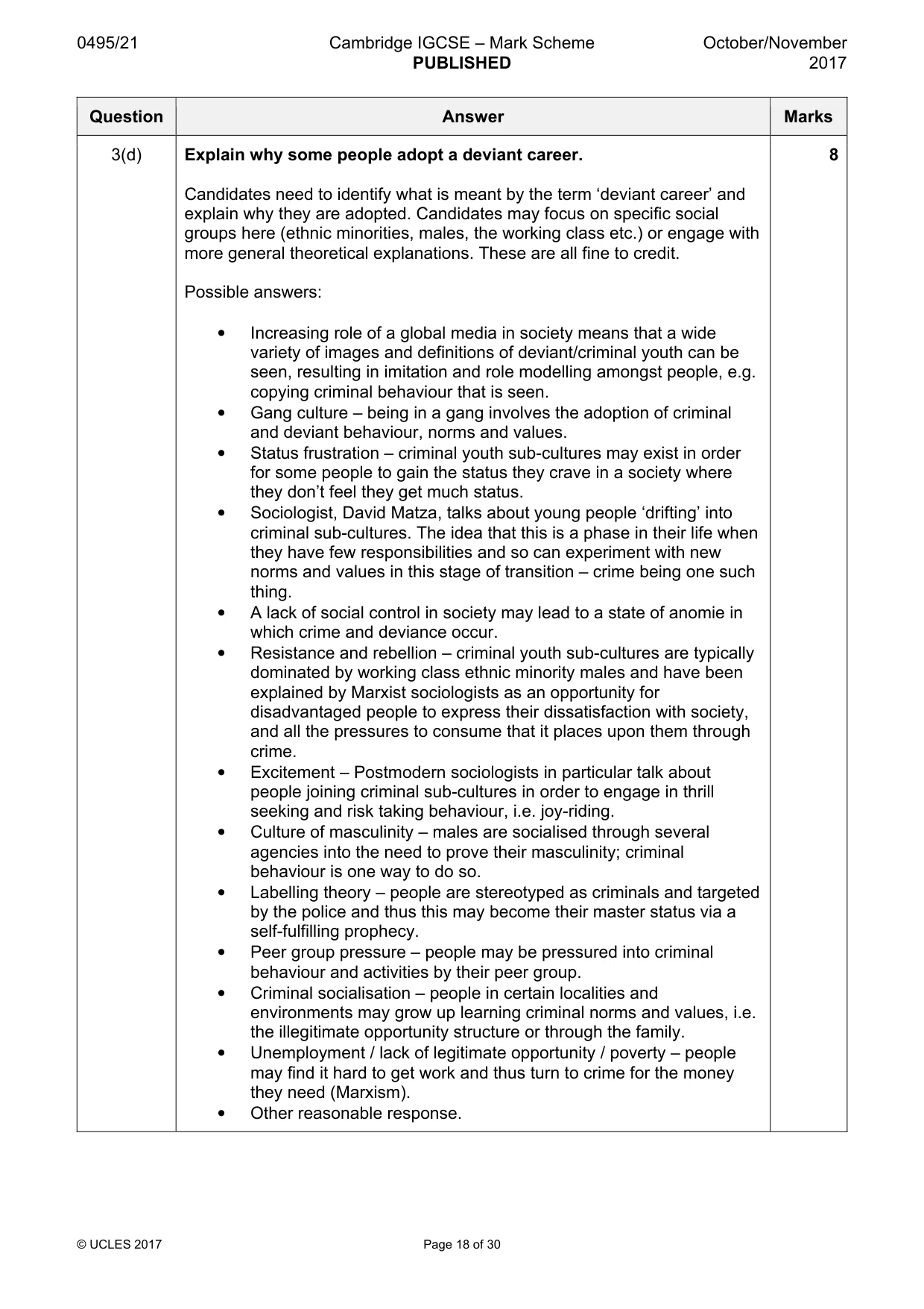 Mark scheme, page 18 of 30