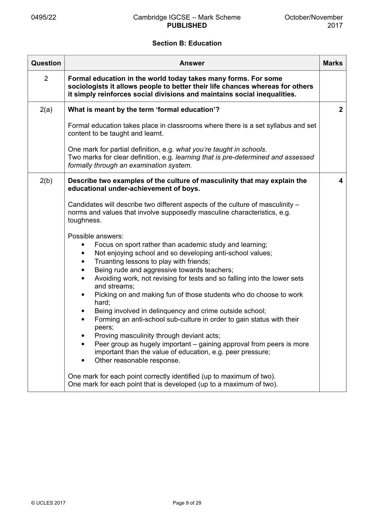 Mark scheme, page 9 of 29