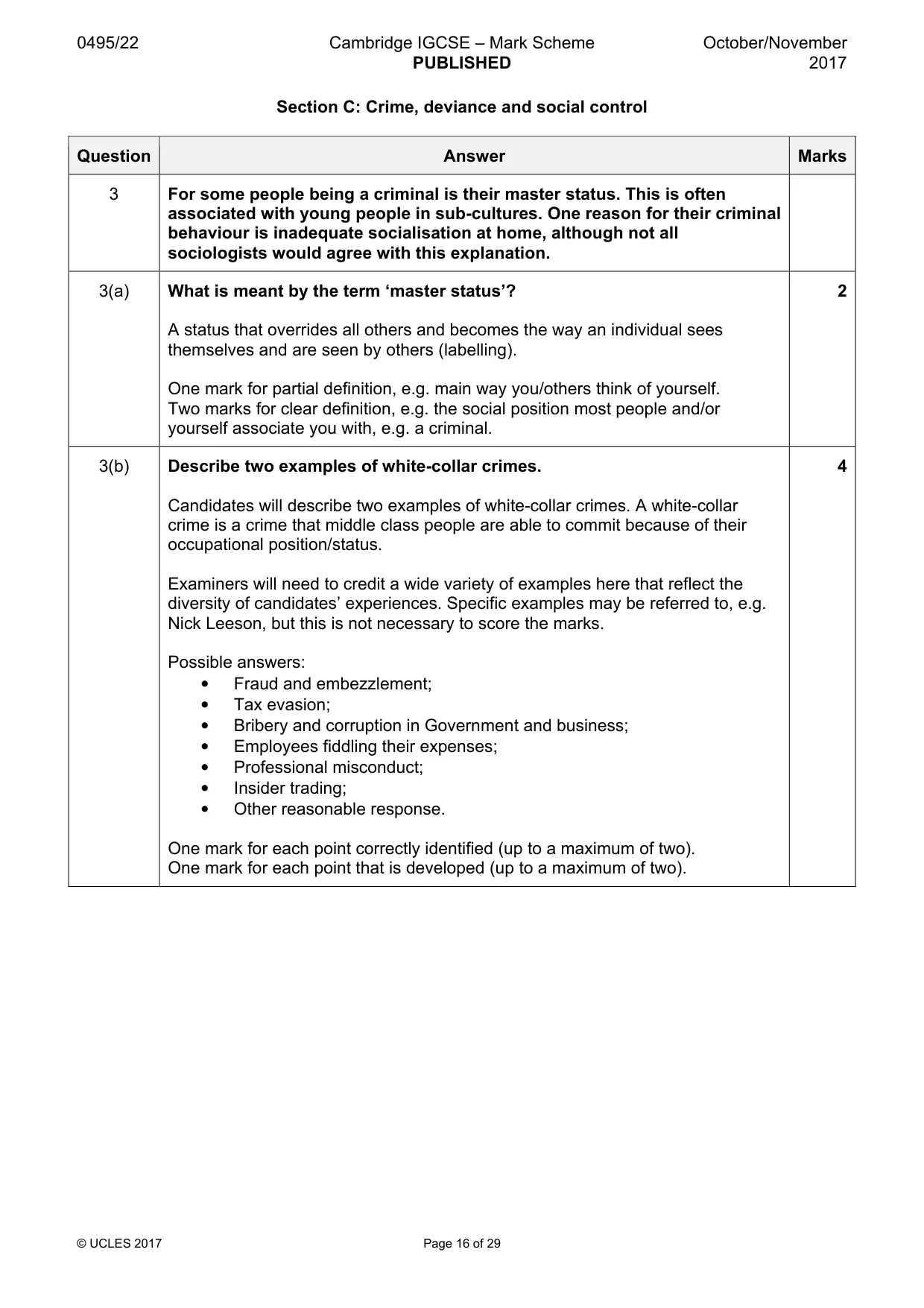 Mark scheme, page 16 of 29