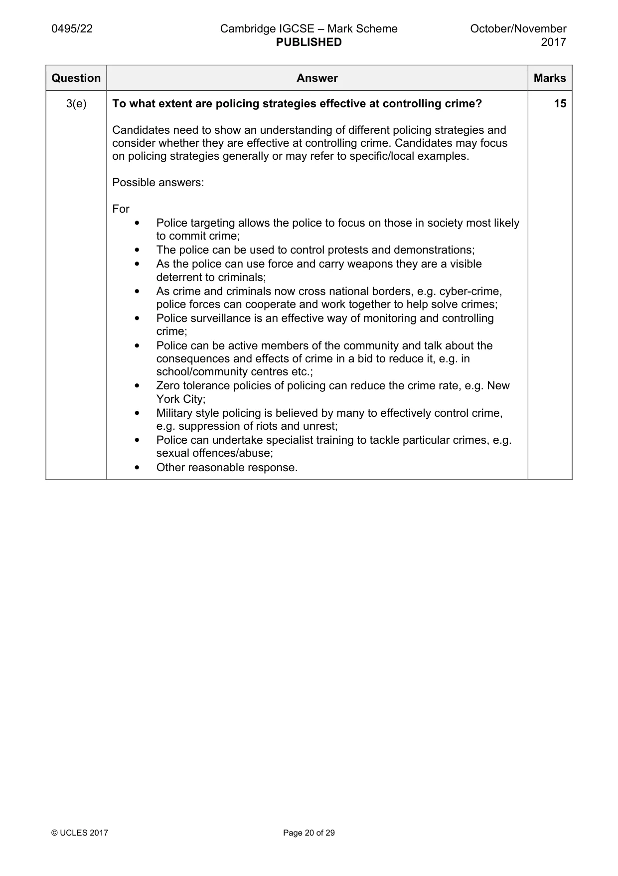 Mark scheme, page 20 of 29
