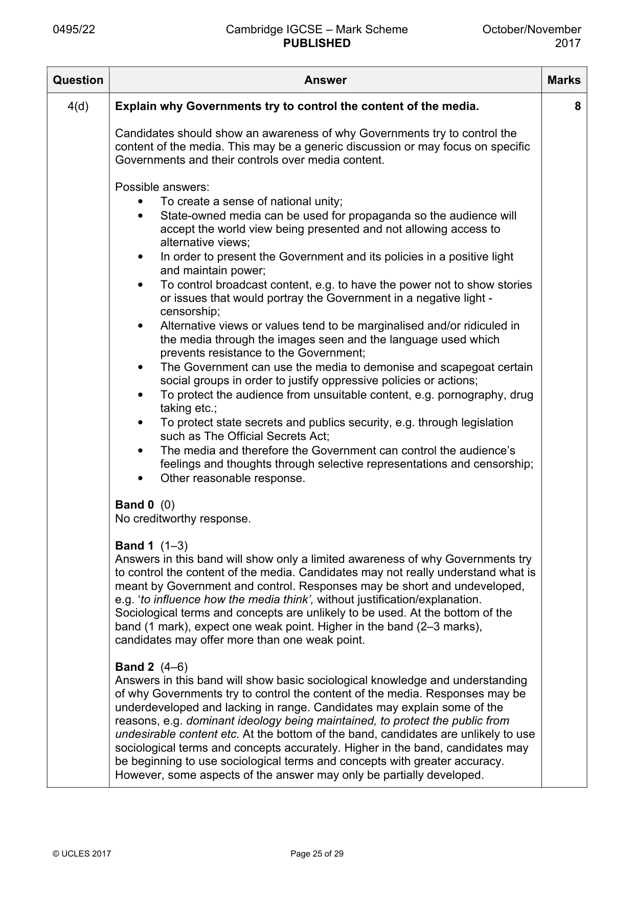 Mark scheme, page 25 of 29