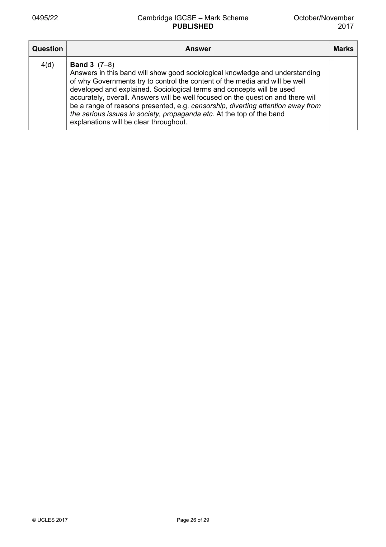 Mark scheme, page 26 of 29