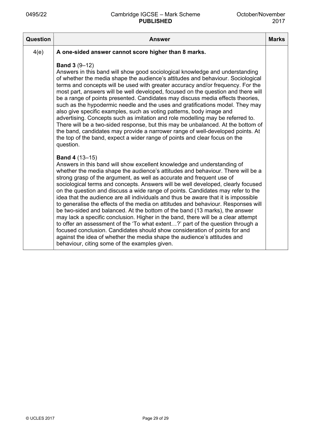 Mark scheme, page 29 of 29