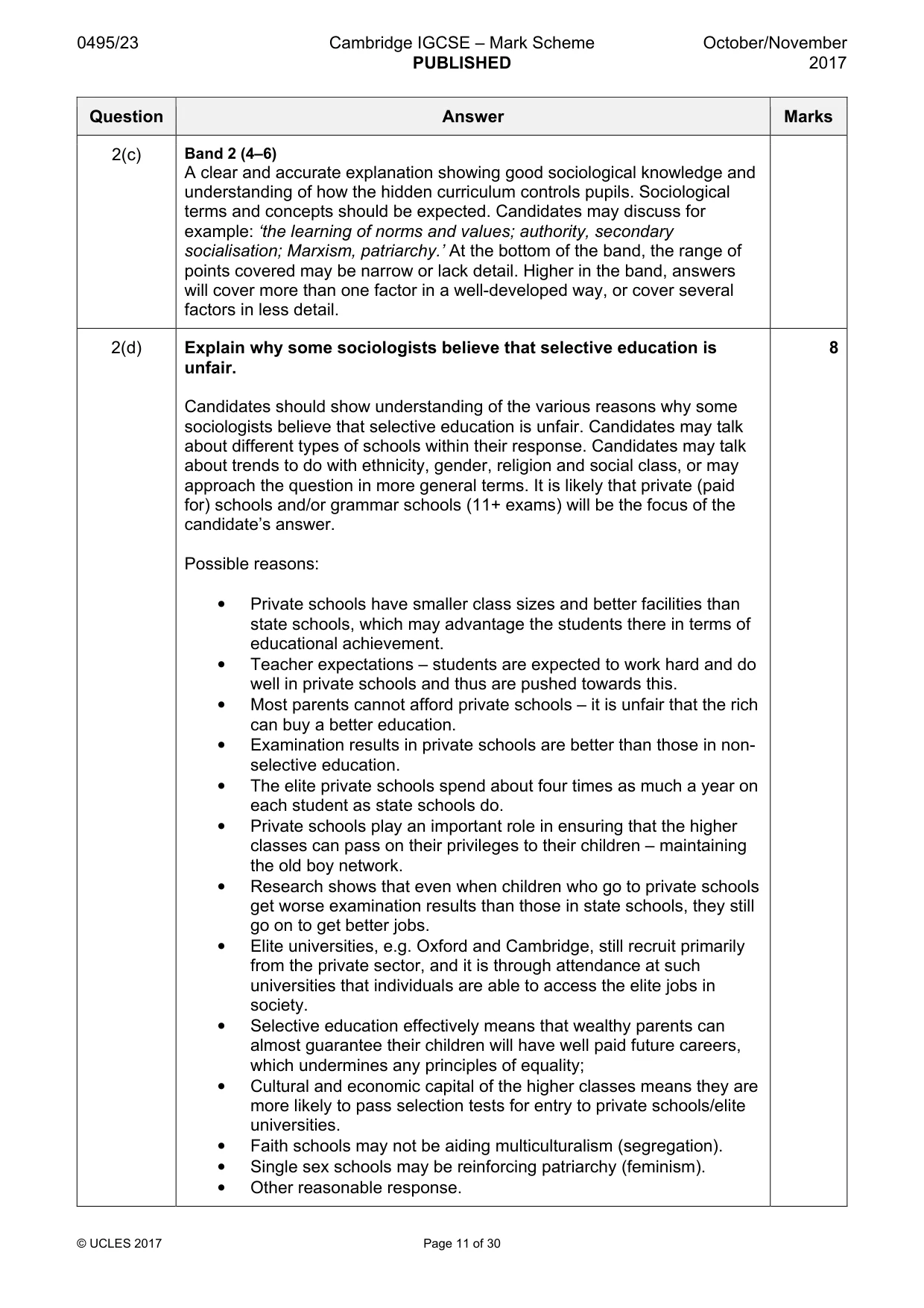 Mark scheme, page 11 of 30