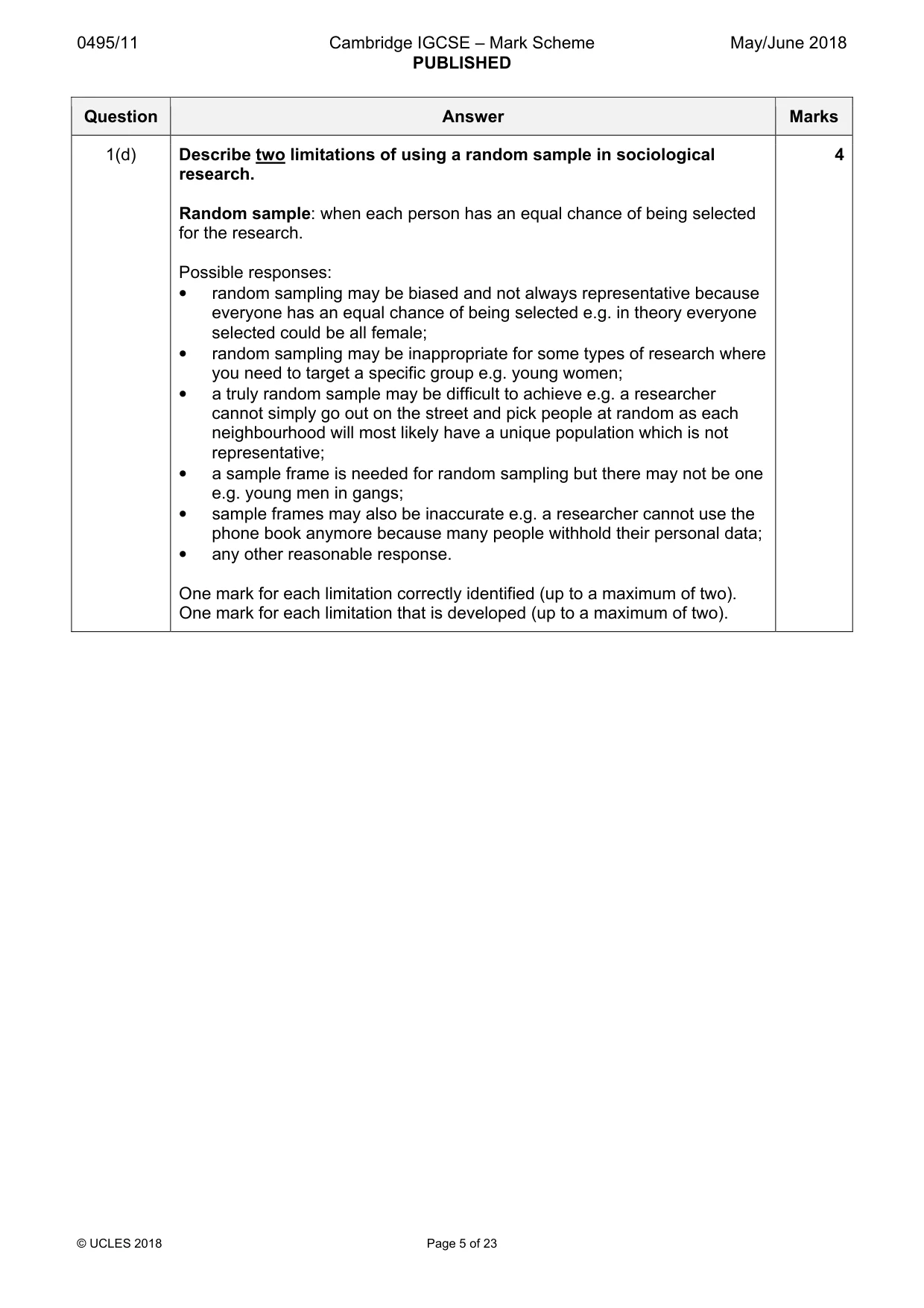 Mark scheme, page 5 of 23