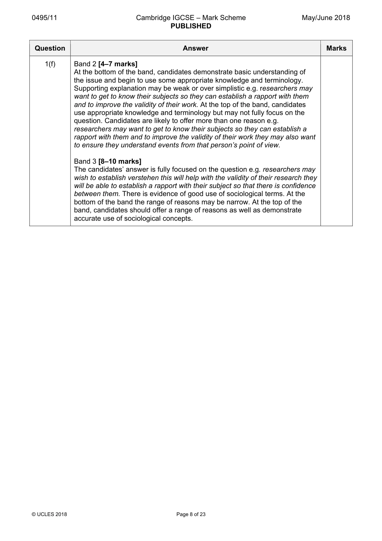Mark scheme, page 8 of 23