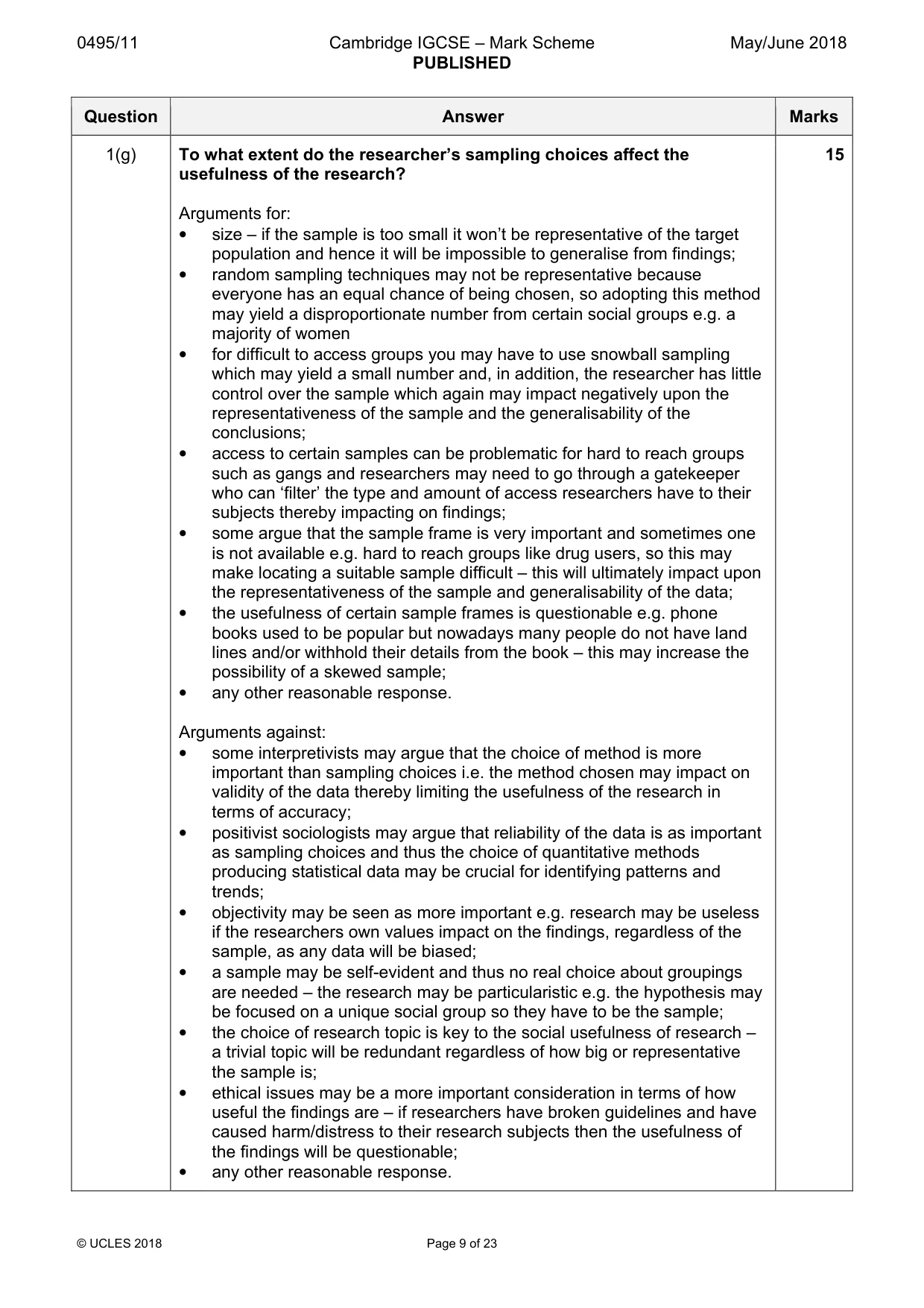 Mark scheme, page 9 of 23